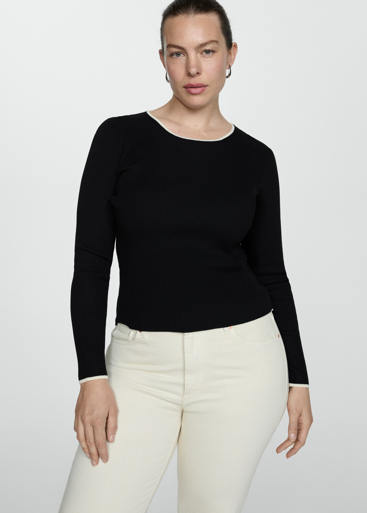 Pullover mit Kontrastborten - Damen | MANGO Deutschland
