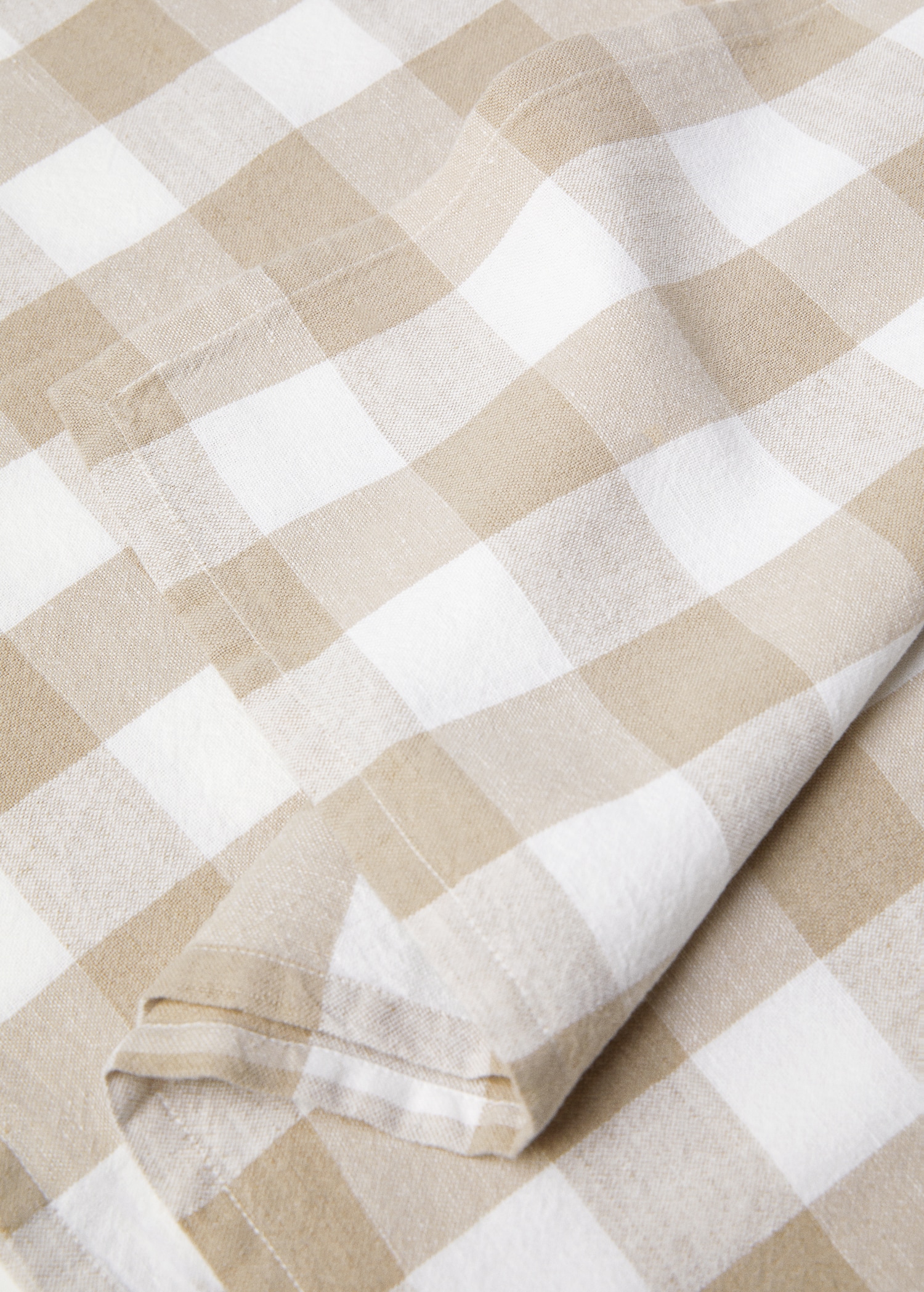 Cotton linen gingham tablecloth 170x250cm - Details of the article 1
