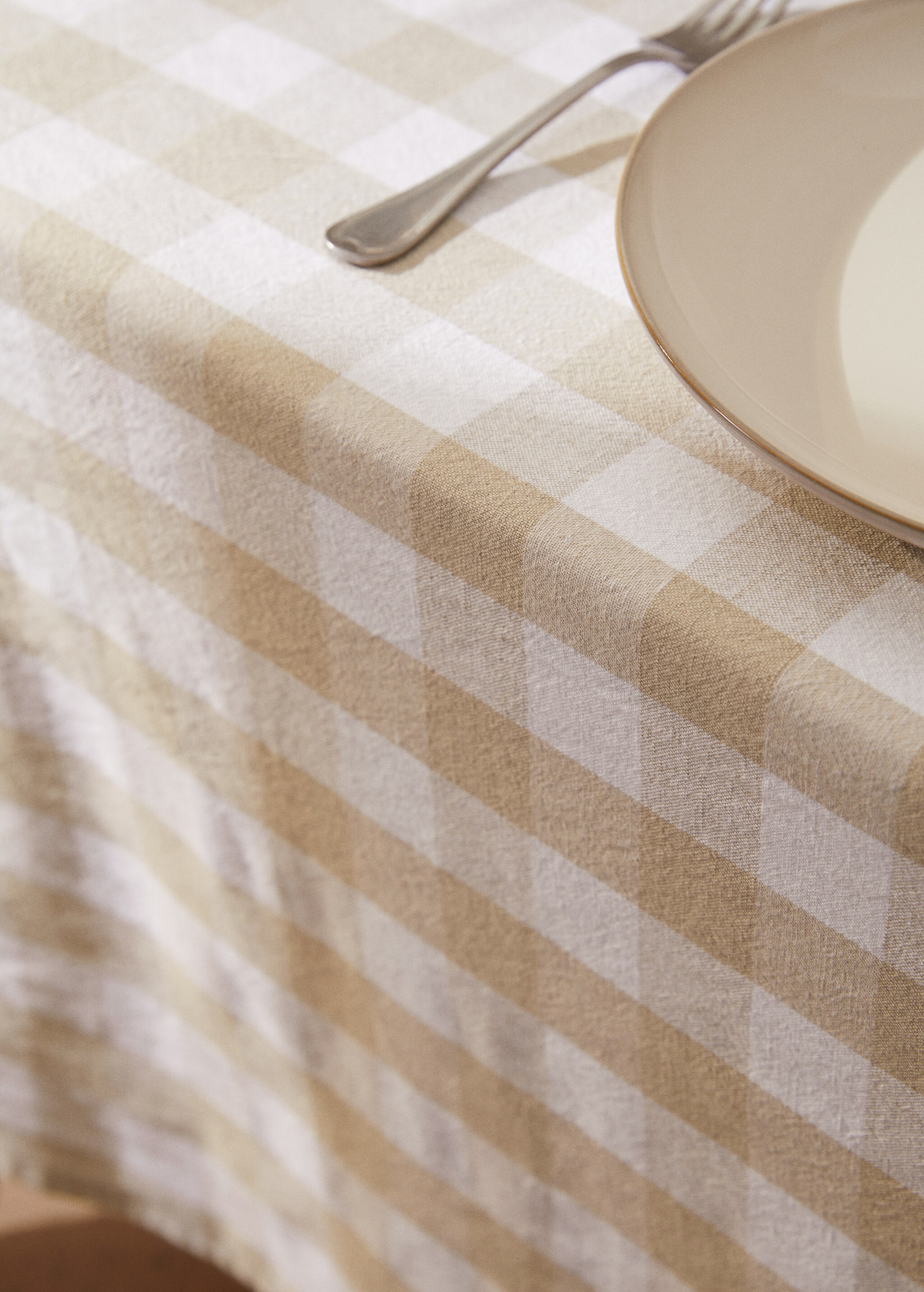 Cotton linen gingham tablecloth 170x250cm - Details of the article 7