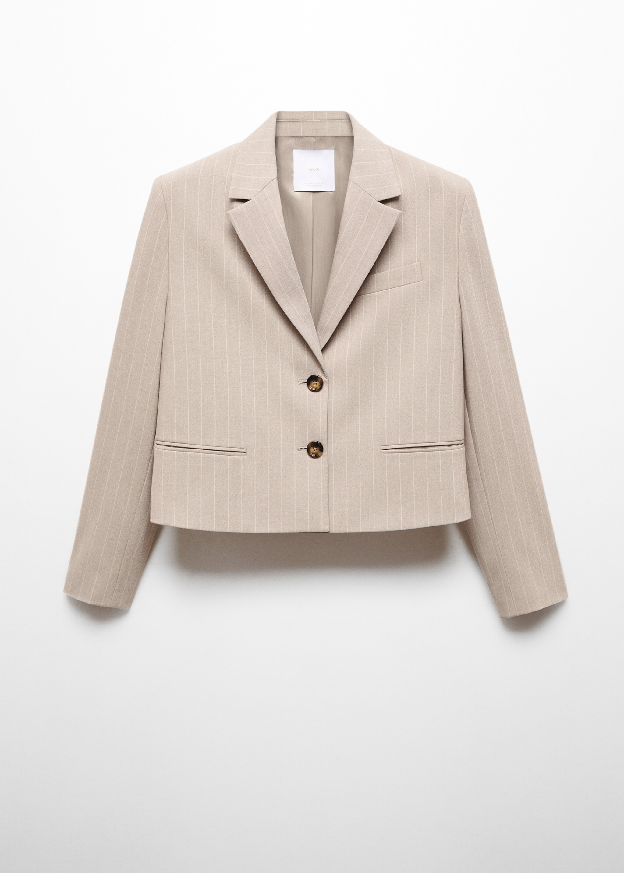 Veste crop fines rayures - Article sans modèle, Beige. Ref: 67054045-00.