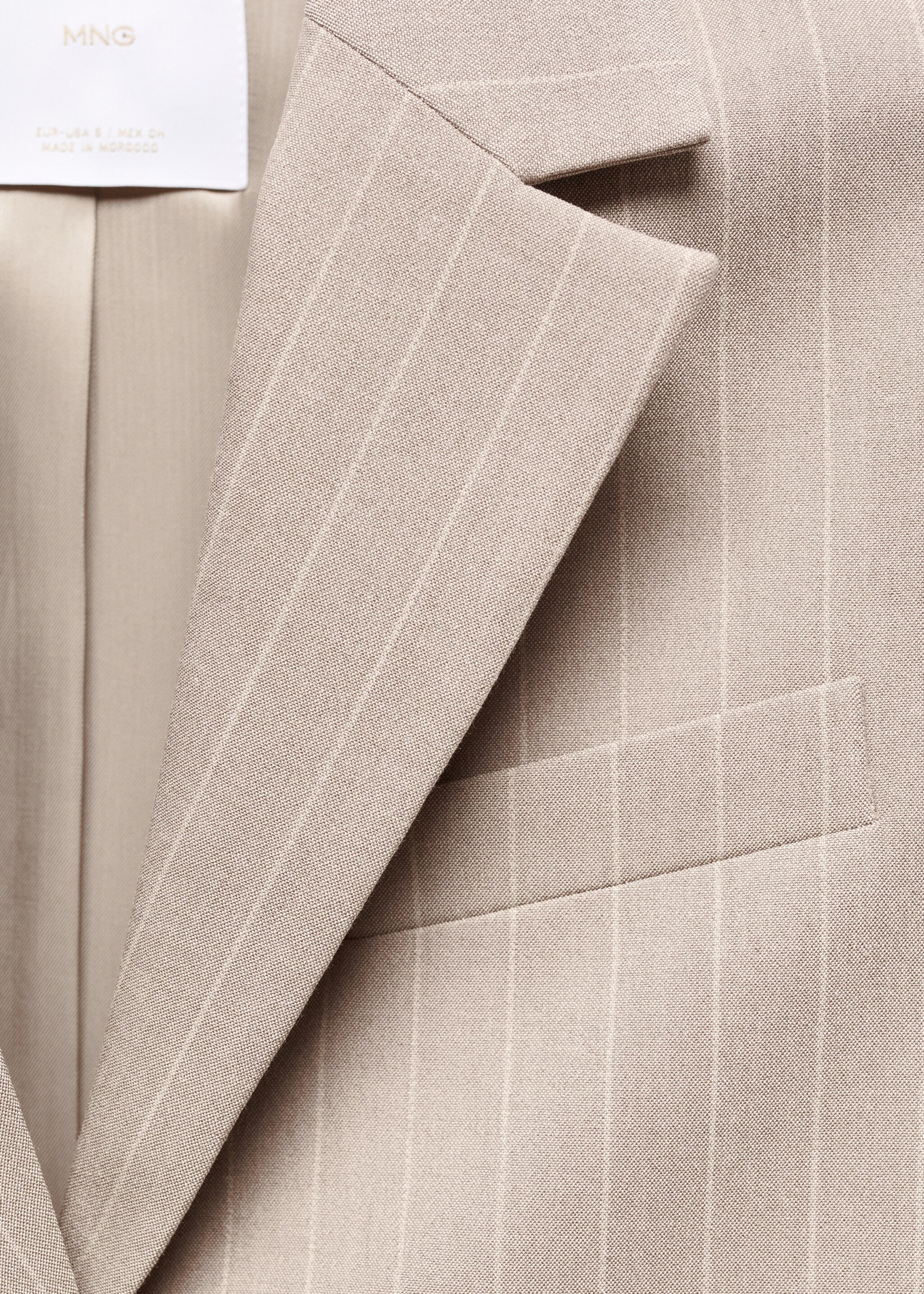 Veste crop fines rayures - Détail de l'article 8, Beige. Ref: 67054045-00.