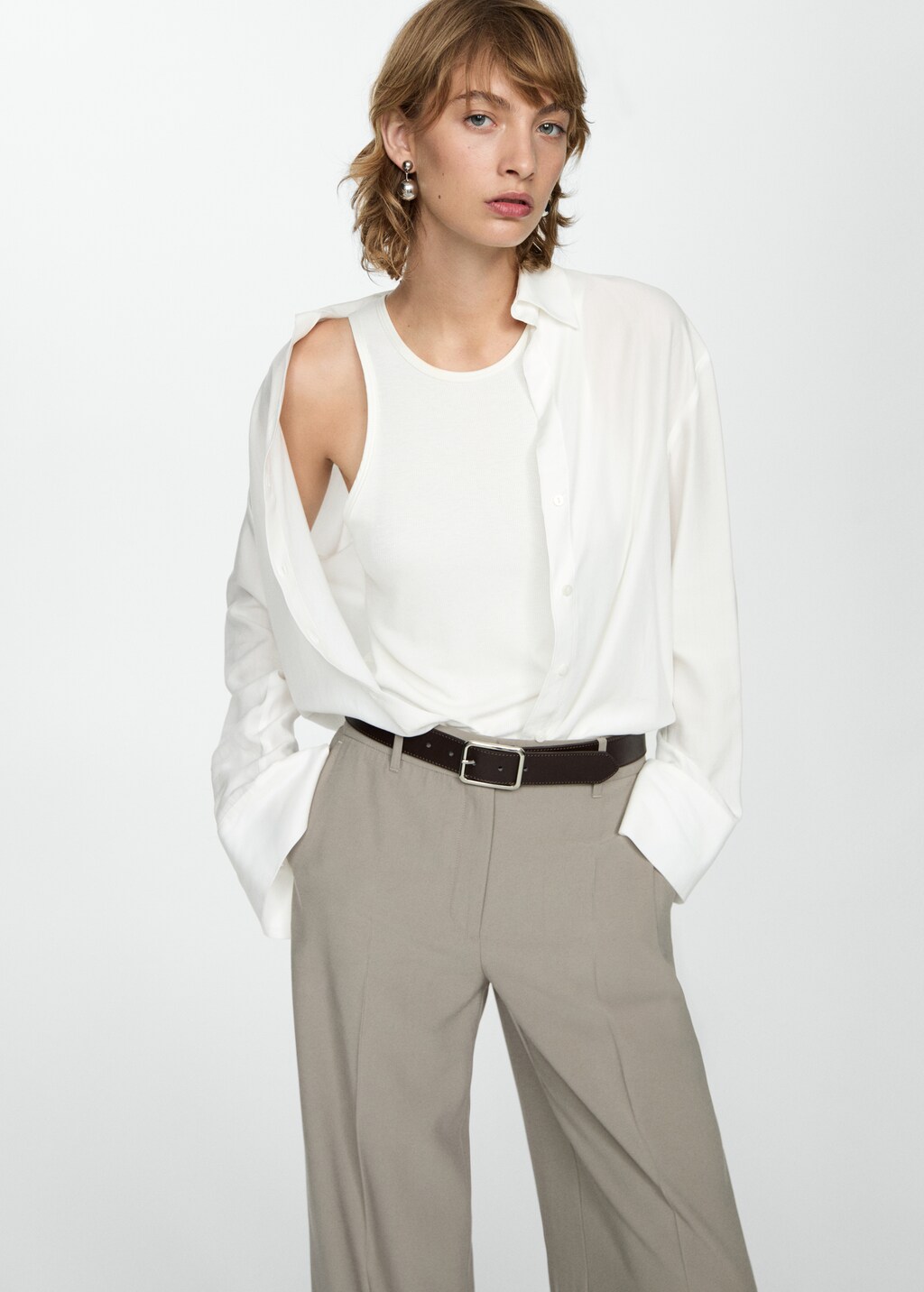 Lyocell fluid shirt - Woman | MANGO Montenegro