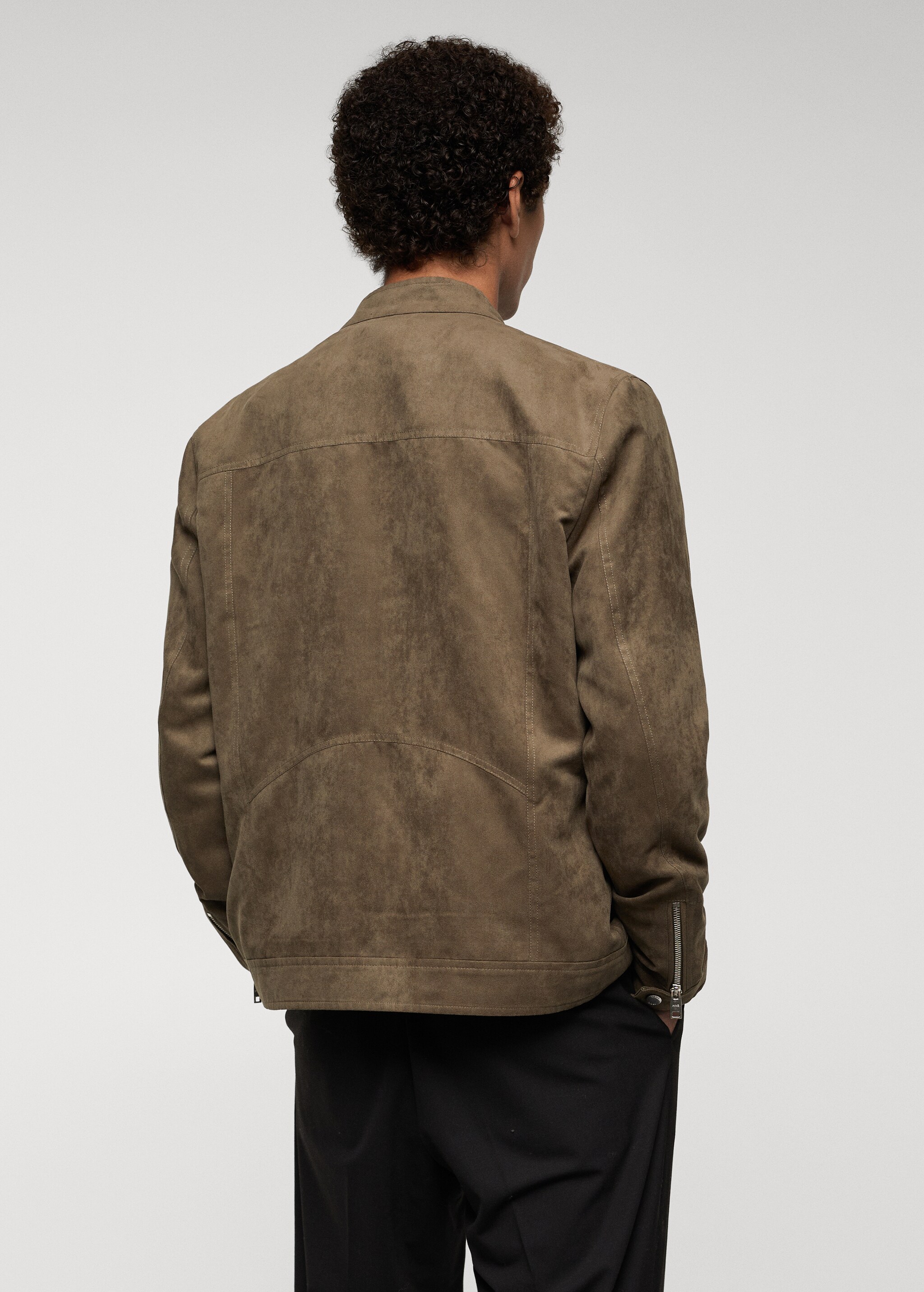 Suede-effect jacket with zip - Reverse of the article