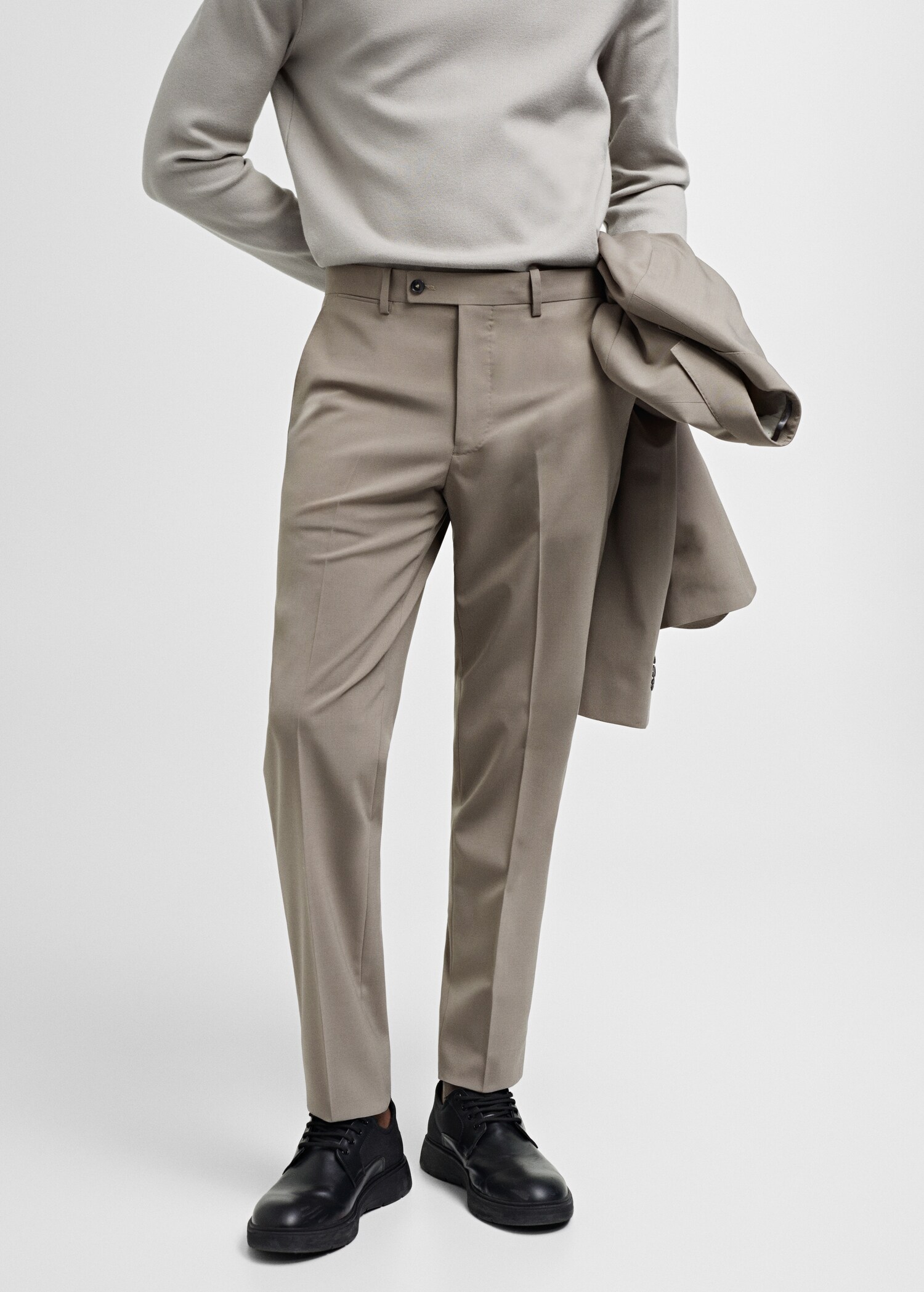 Slim fit wool suit pants - Medium plane