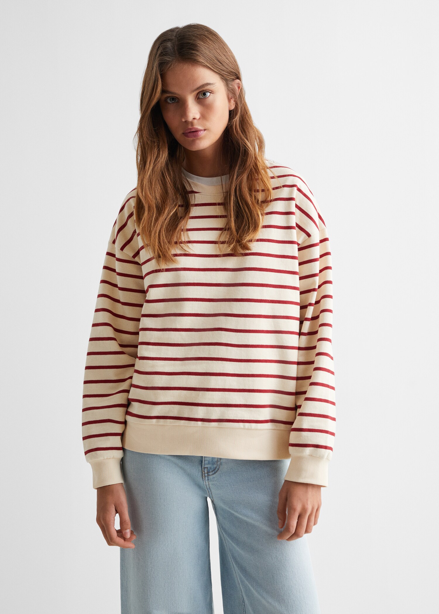 Striped cotton-blend sweatshirt - Medium plane