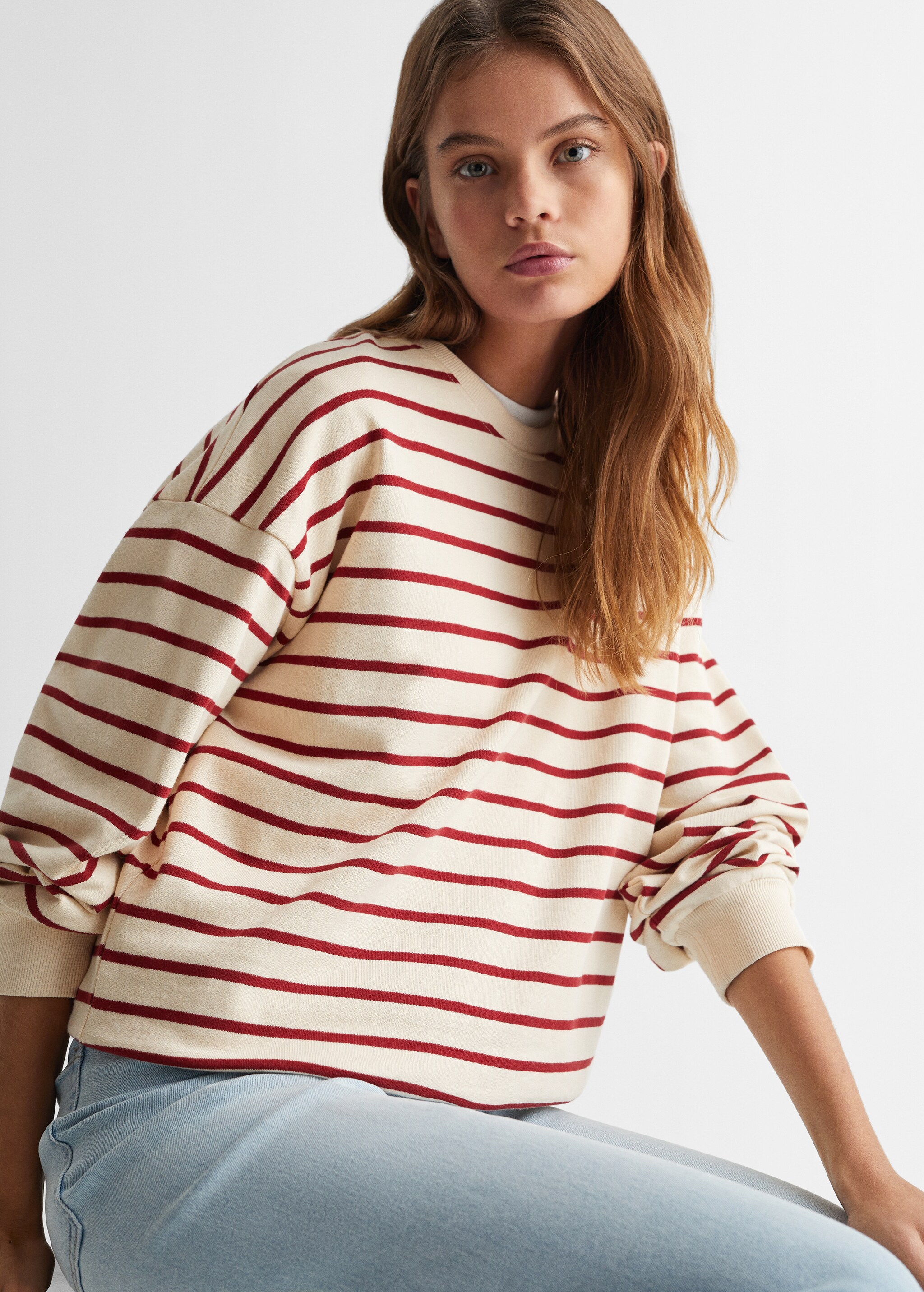 Striped cotton-blend sweatshirt - Details of the article 1