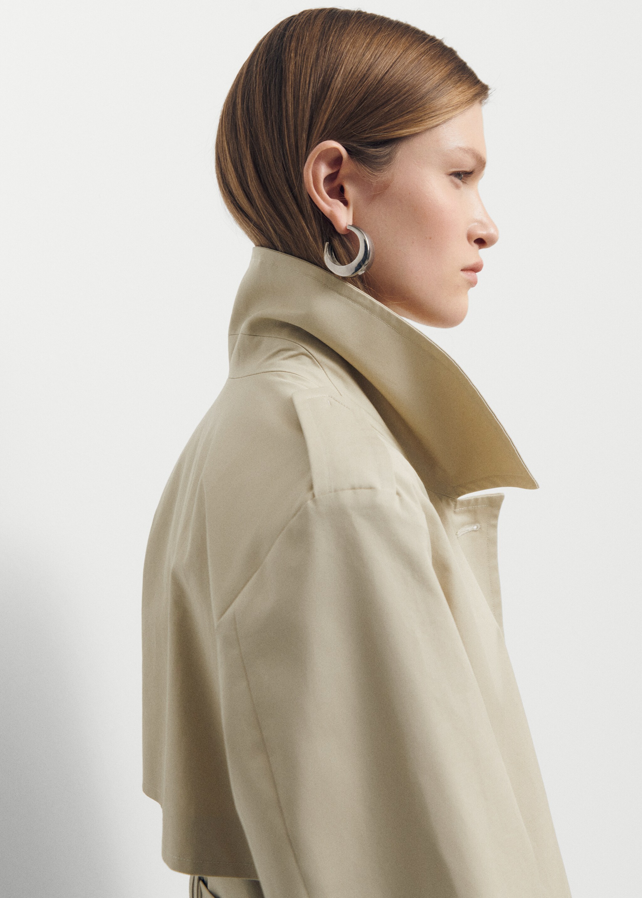 Cotton trench coat with shirt collar - Details of the article 1