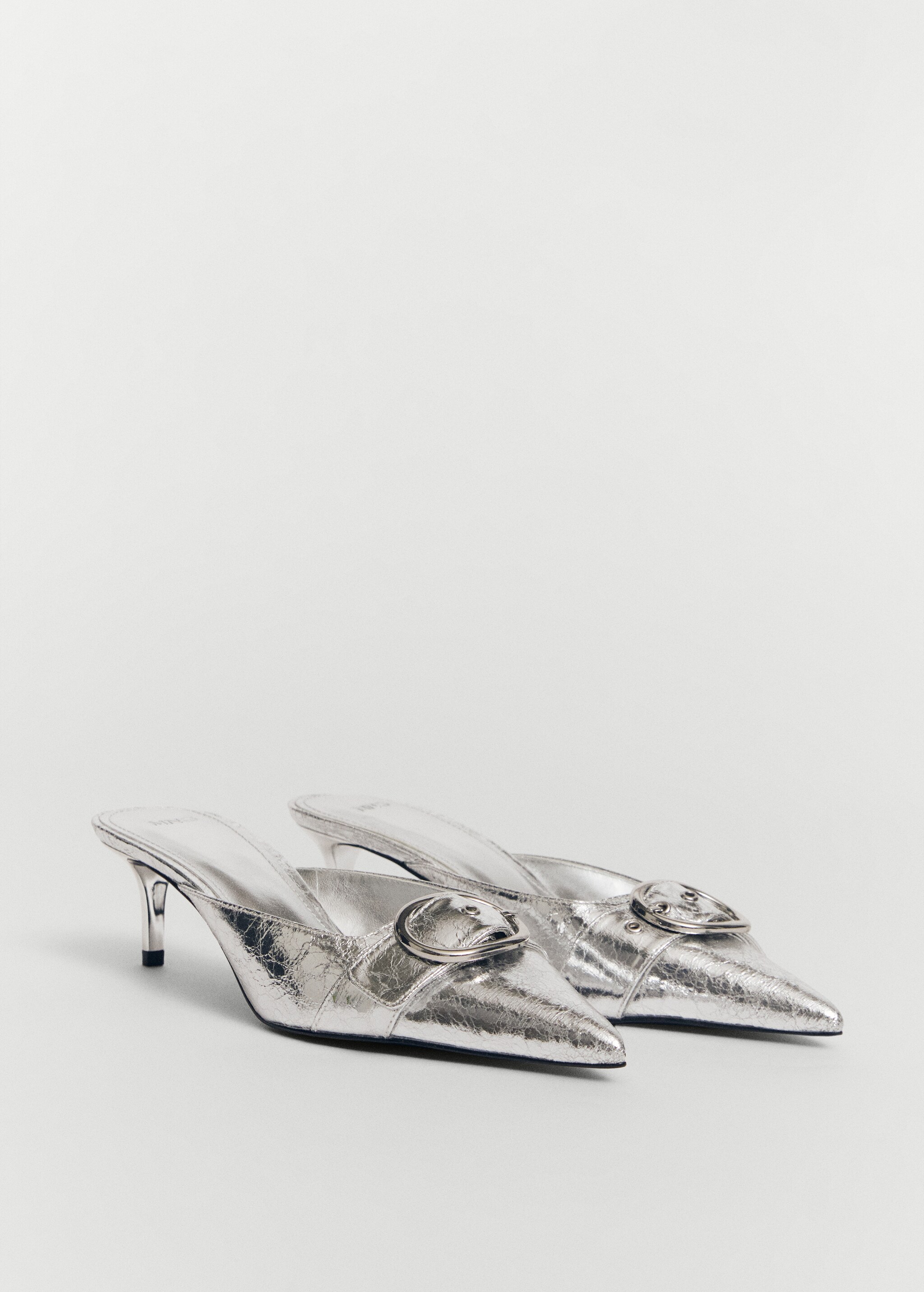 Metallic heeled shoe with buckle - Medium plane