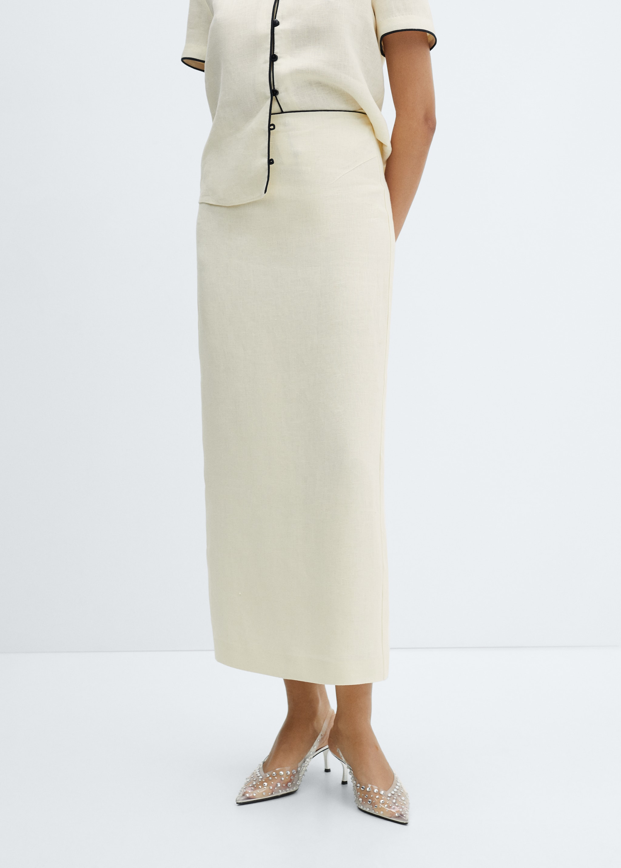 Linen skirt with slit - Medium plane