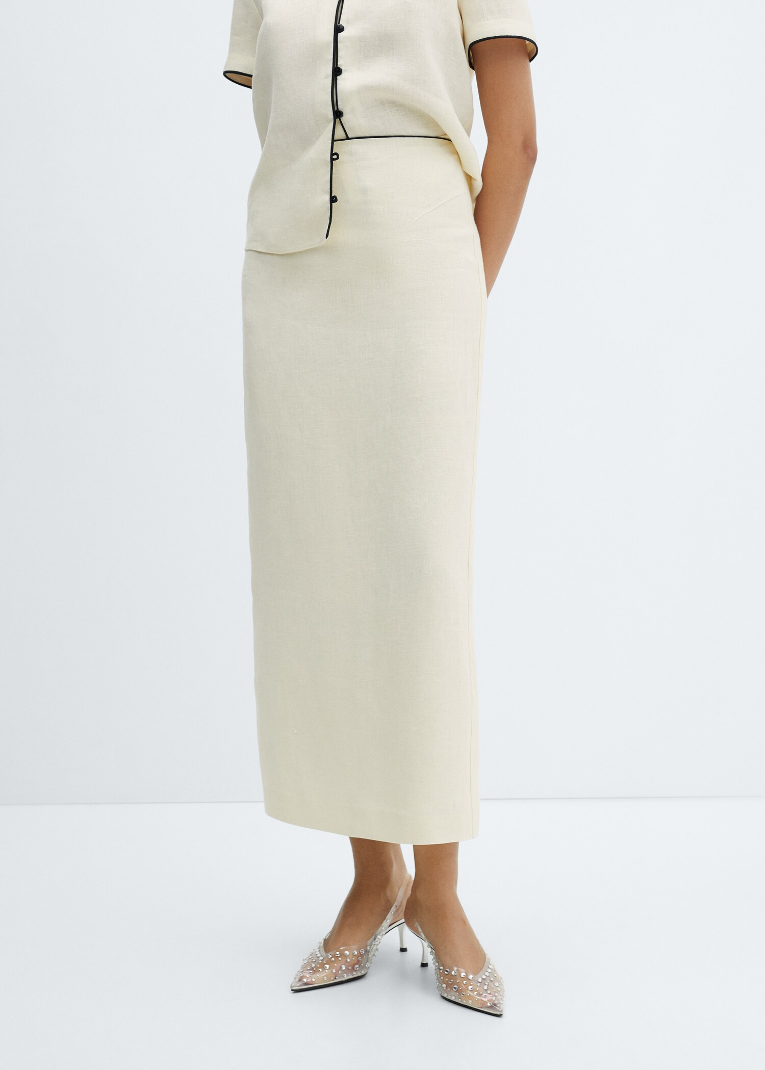 Linen skirt with slit - Medium plane