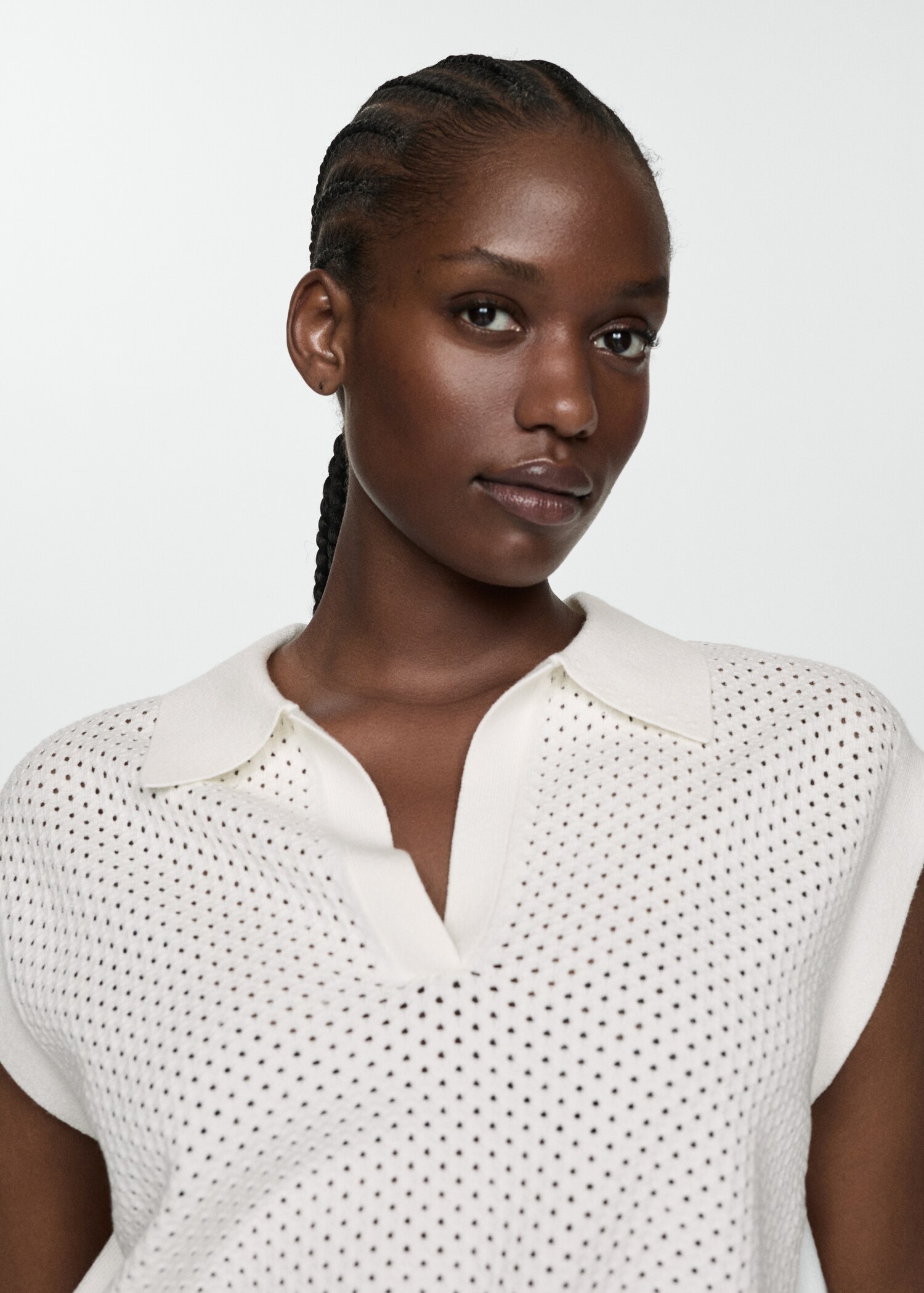 Openwork polo neck top - Woman | MANGO USA