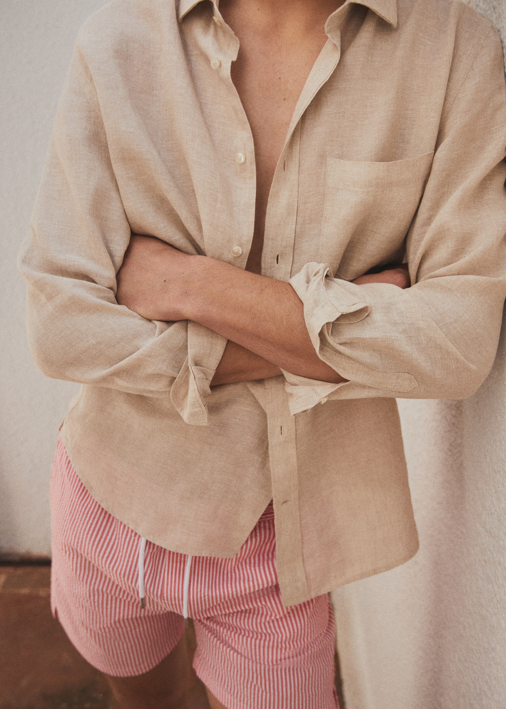 Classic fit 100% linen shirt - Details of the article 3