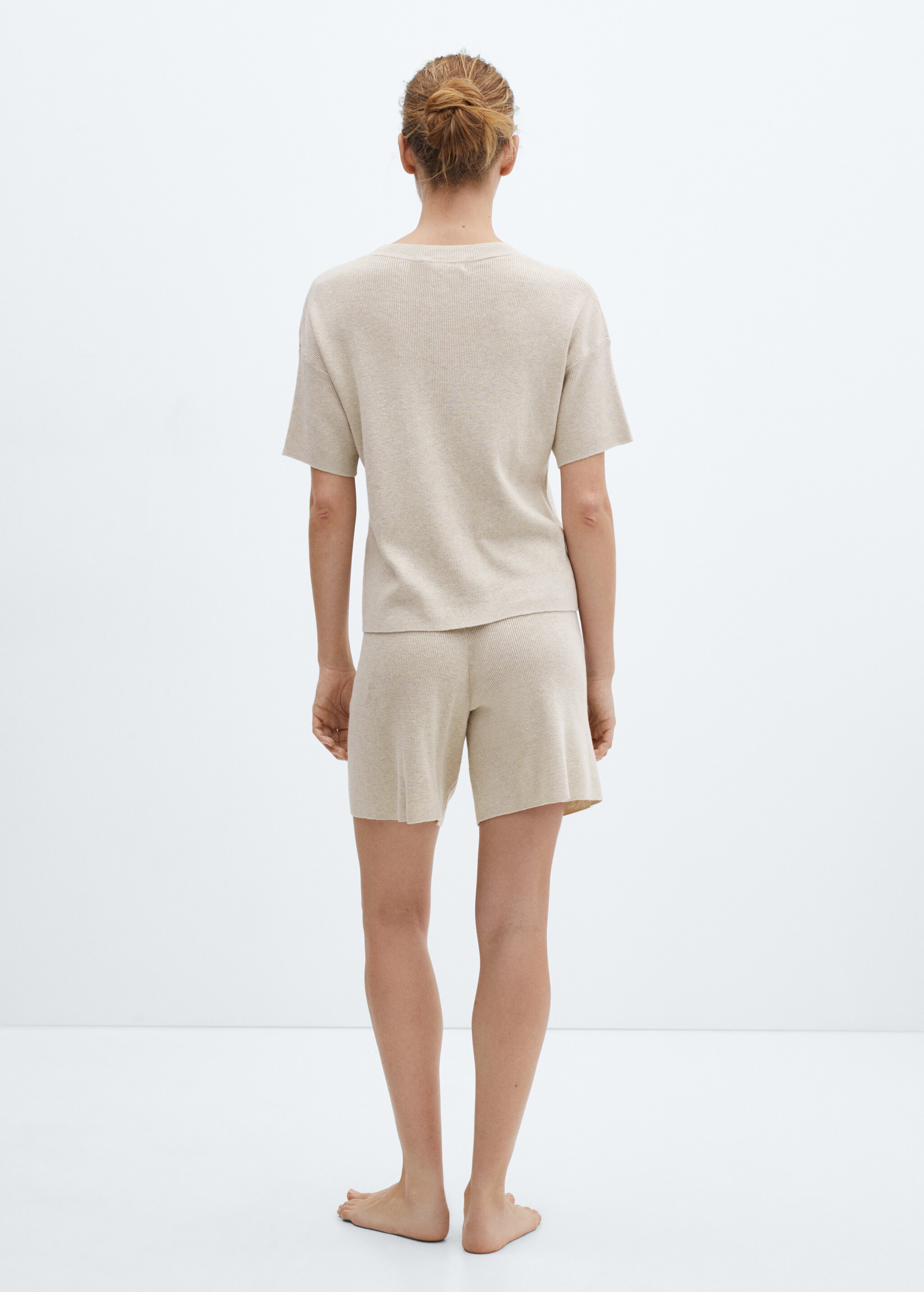 Cotton-linen knitted pyjama shorts - Reverse of the article