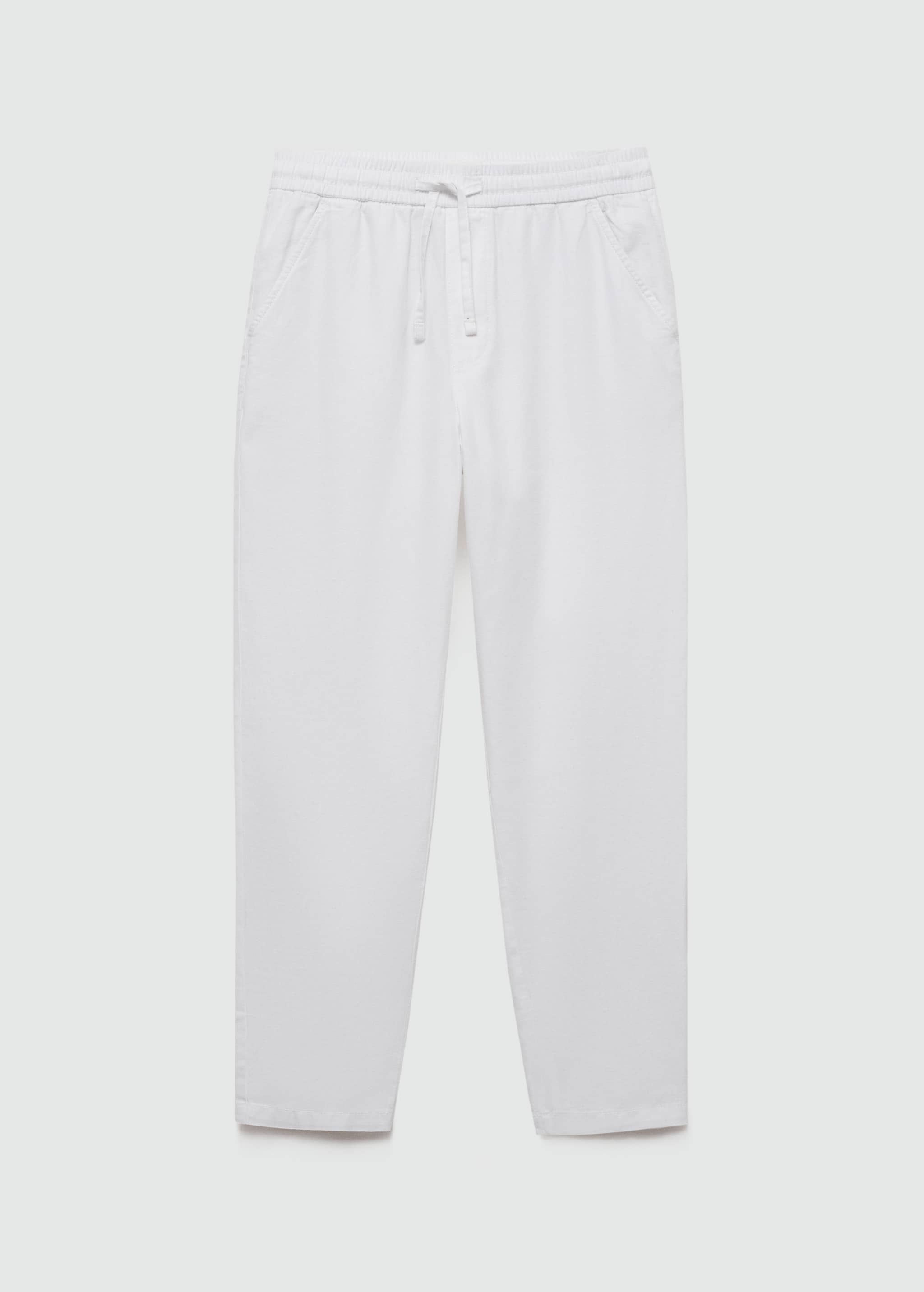 Linen-blend elastic waist trousers - Article without model