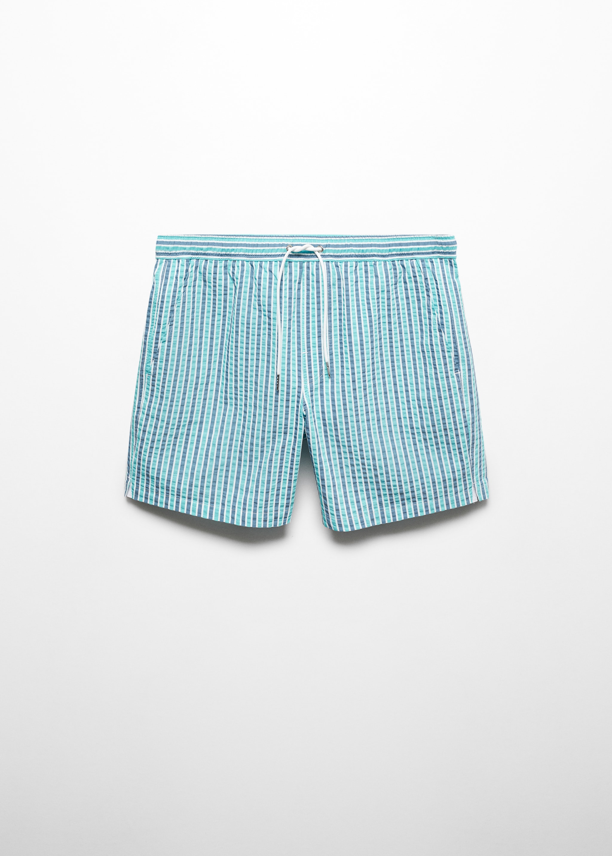 Плавательные шорты с принтом в полоску и шнурком - Изделие без модели
