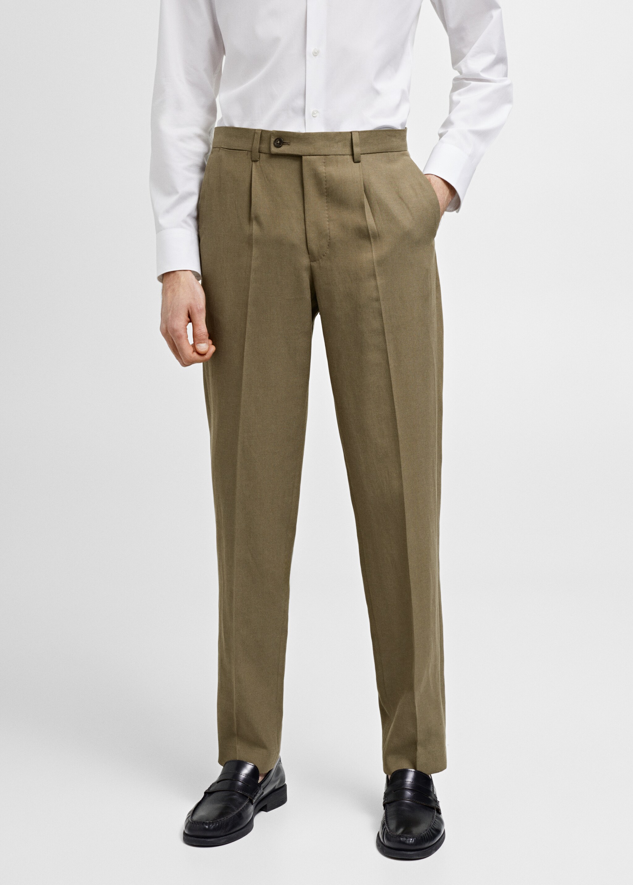 Slim fit Tencel™ suit trousers with pleats - Medium plane