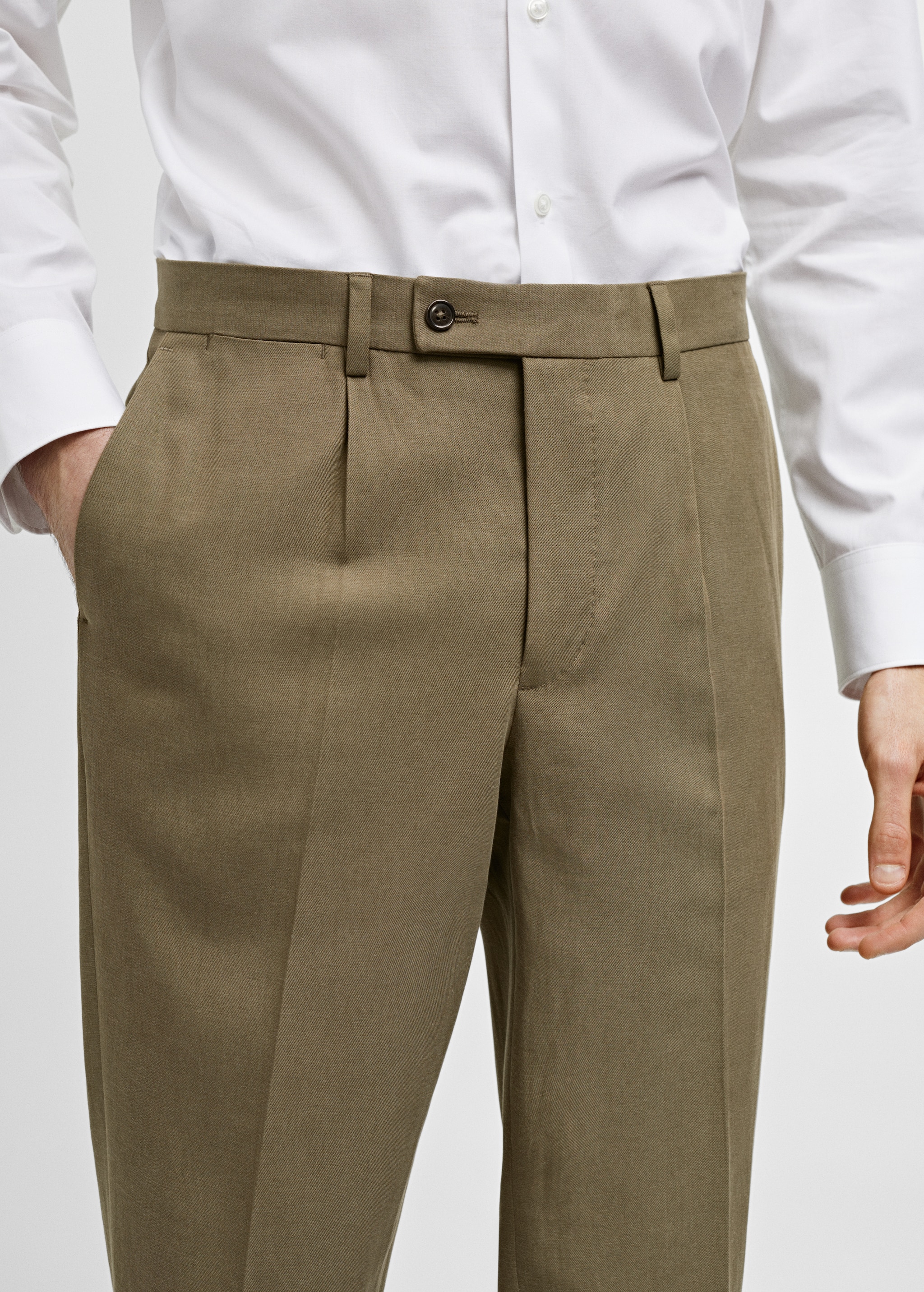 Slim fit Tencel™ suit trousers with pleats - Details of the article 1