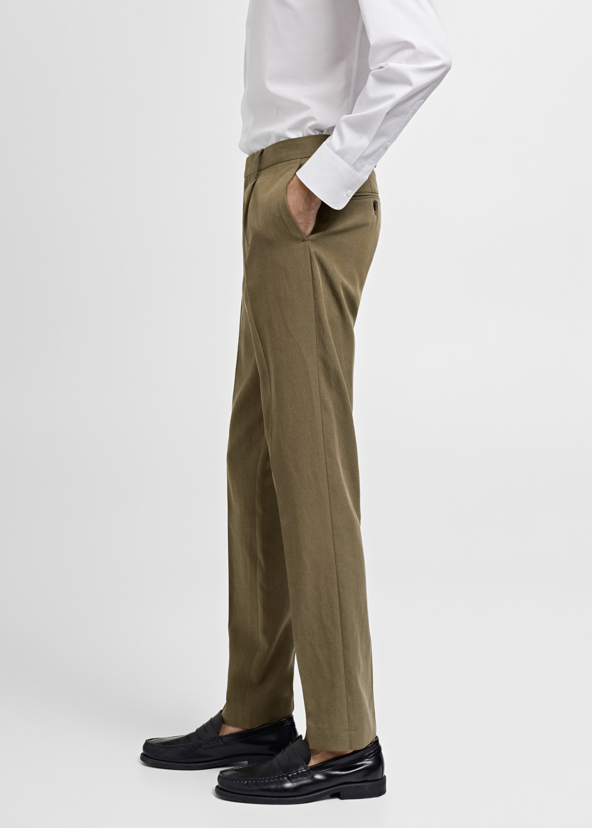 Slim fit Tencel™ suit trousers with pleats - Details of the article 2