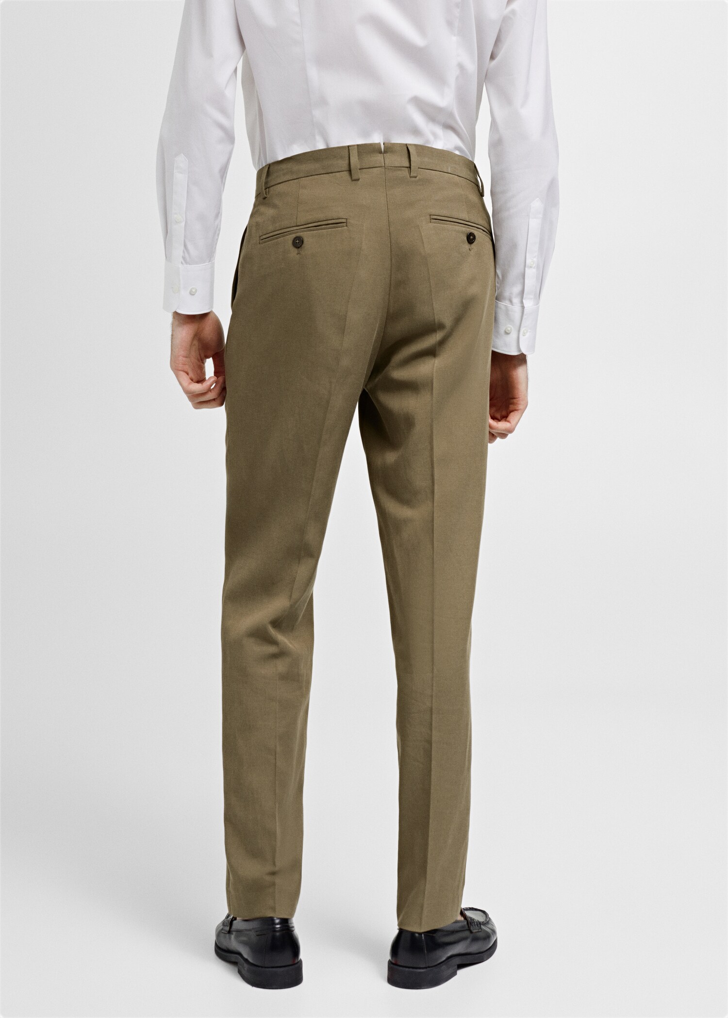 Slim fit Tencel™ suit trousers with pleats - Reverse of the article