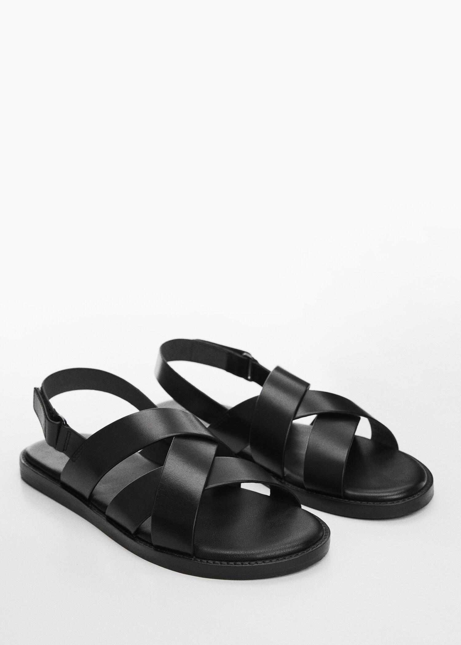 100% leather crossed strap sandal - Medium plane