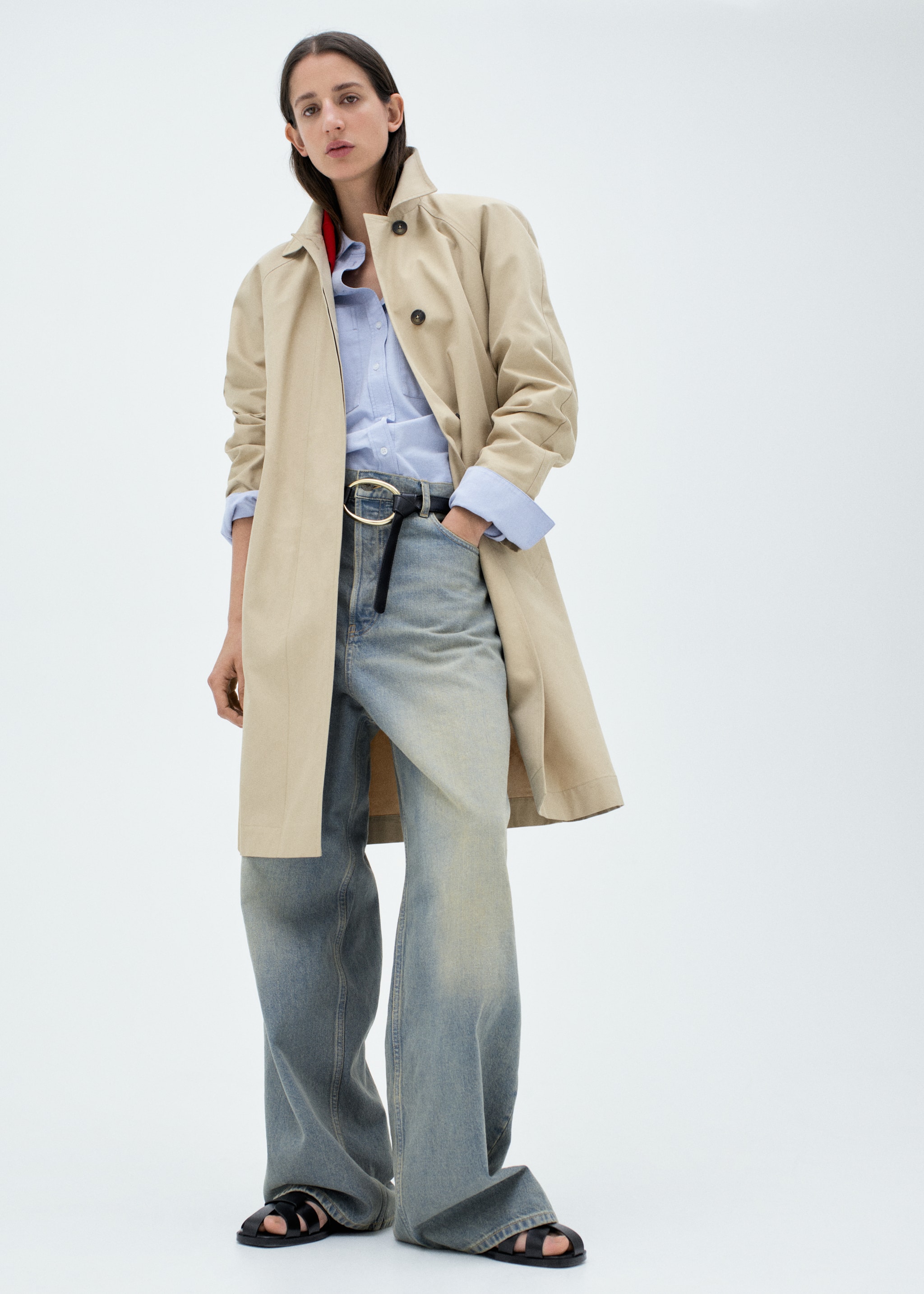 Cotton trench coat with belt - Details of the article 7