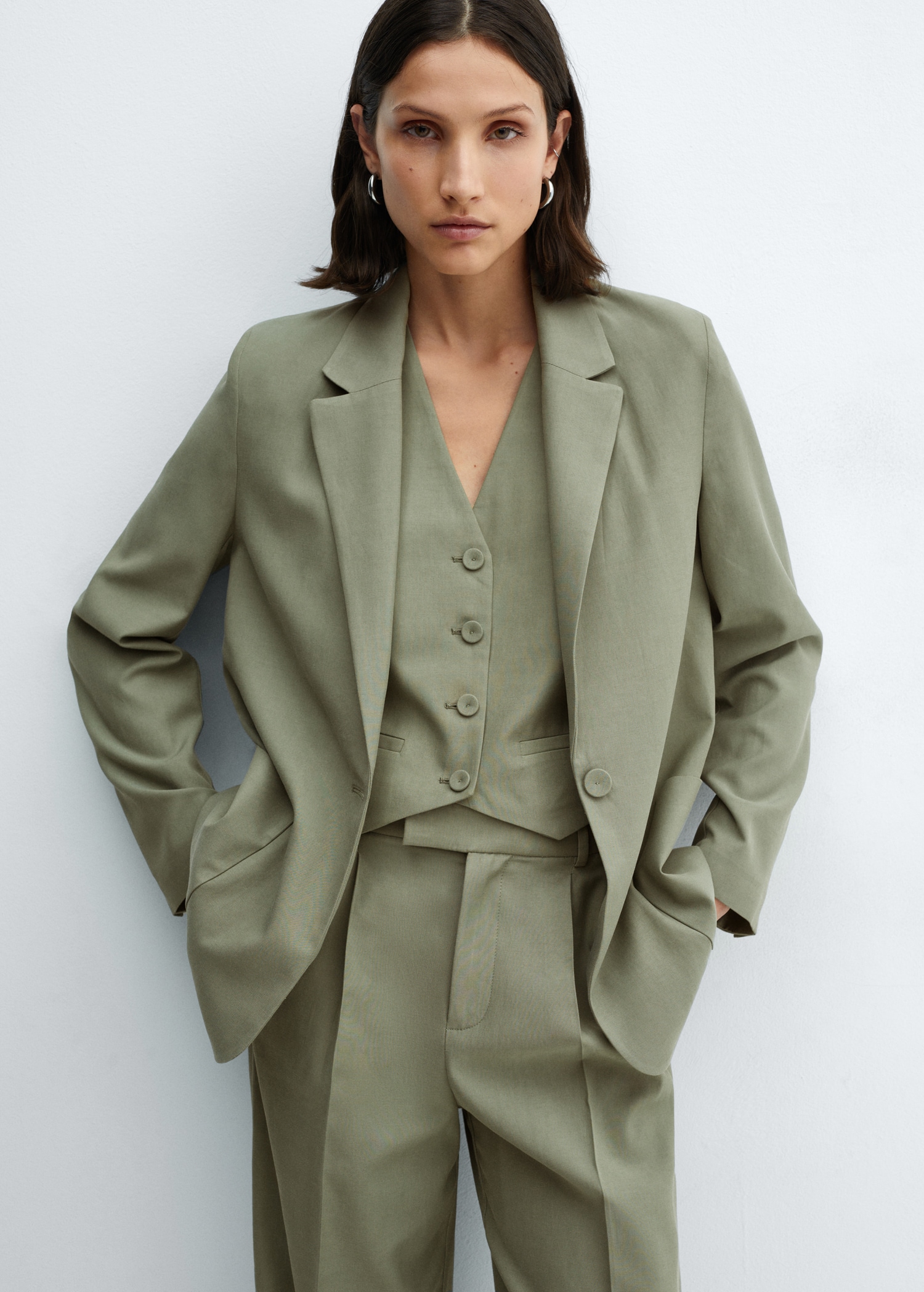 Mango Outlet Tailleur Pantalon Femme Velours Mango Tailleur Vert