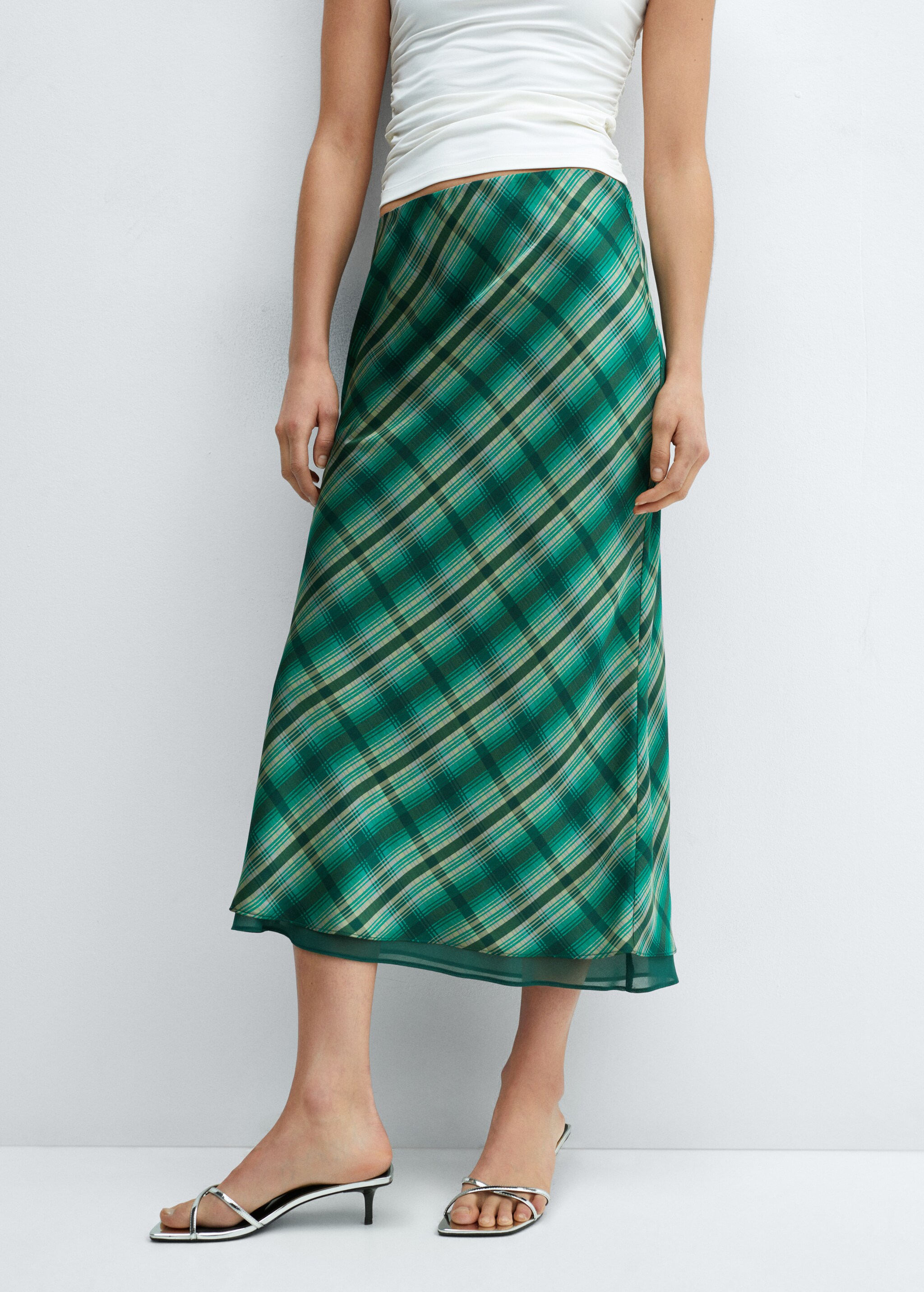 Satin check skirt - Medium plane