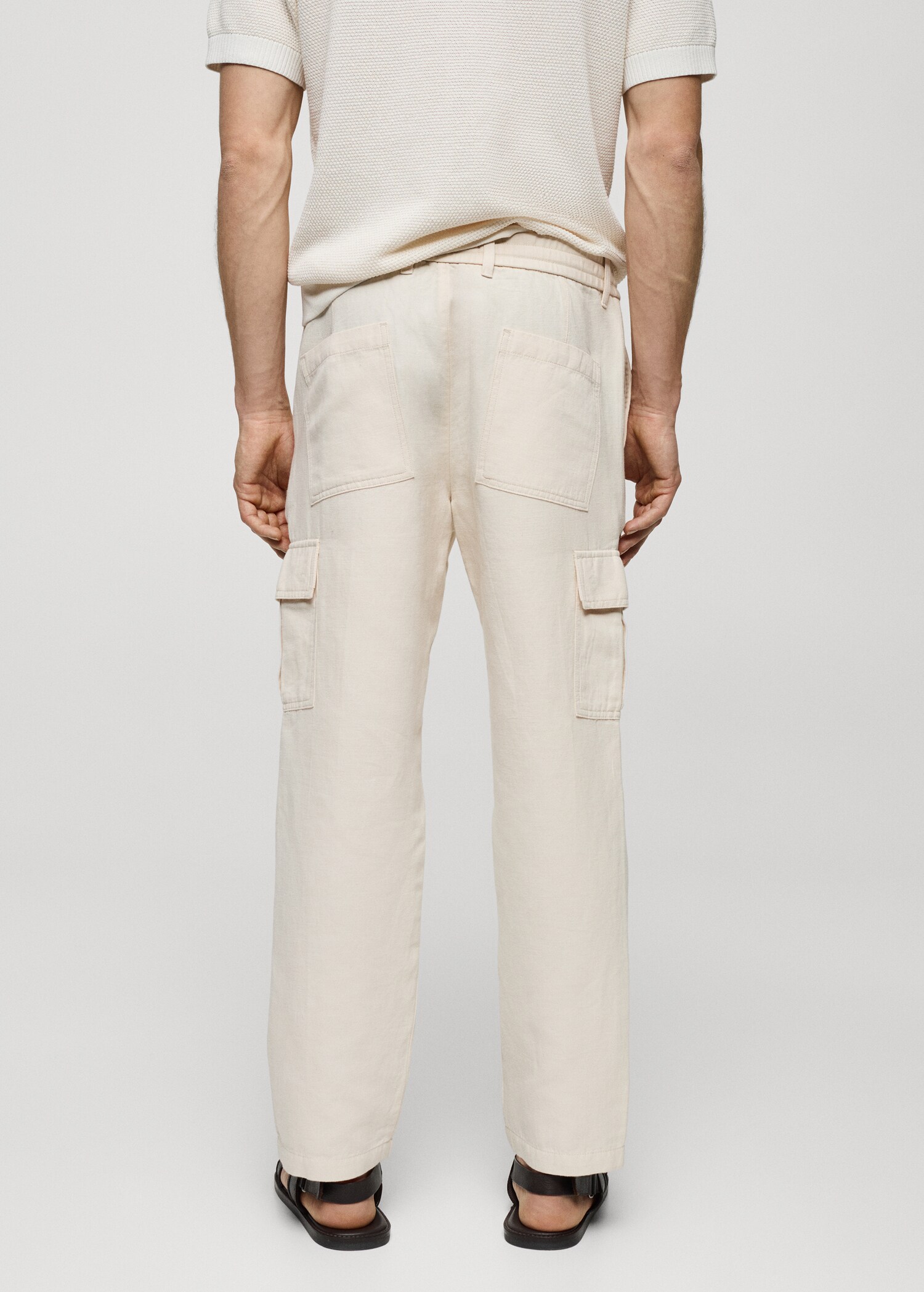 Pantalón algodón lino cargo - Reverso del artículo