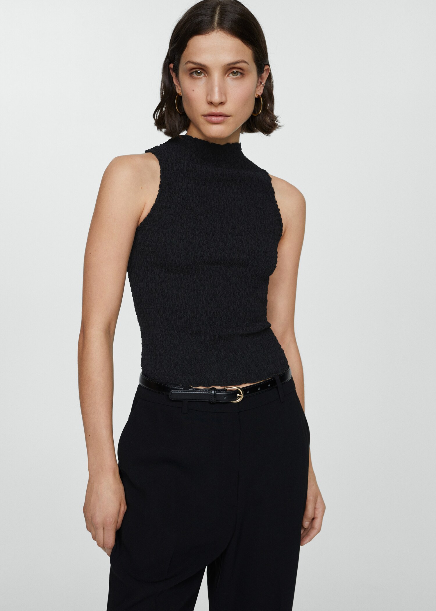 Ruched-texture top - Woman | MANGO USA