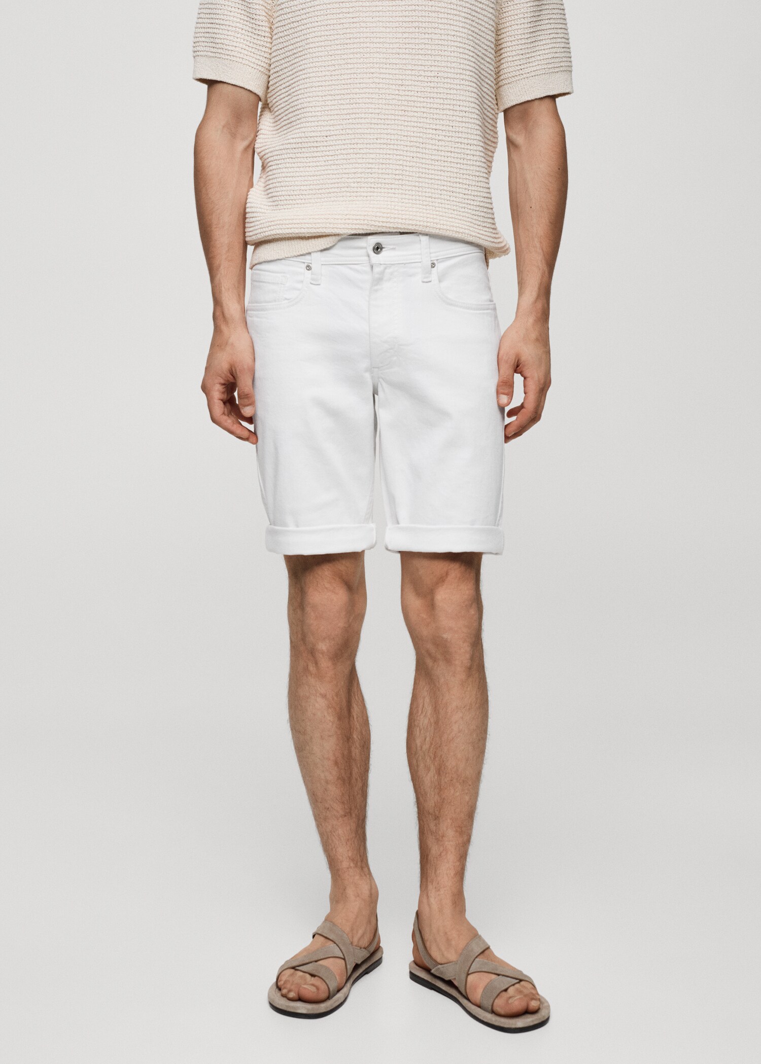 Slim-fit denim bermuda shorts - Medium plane