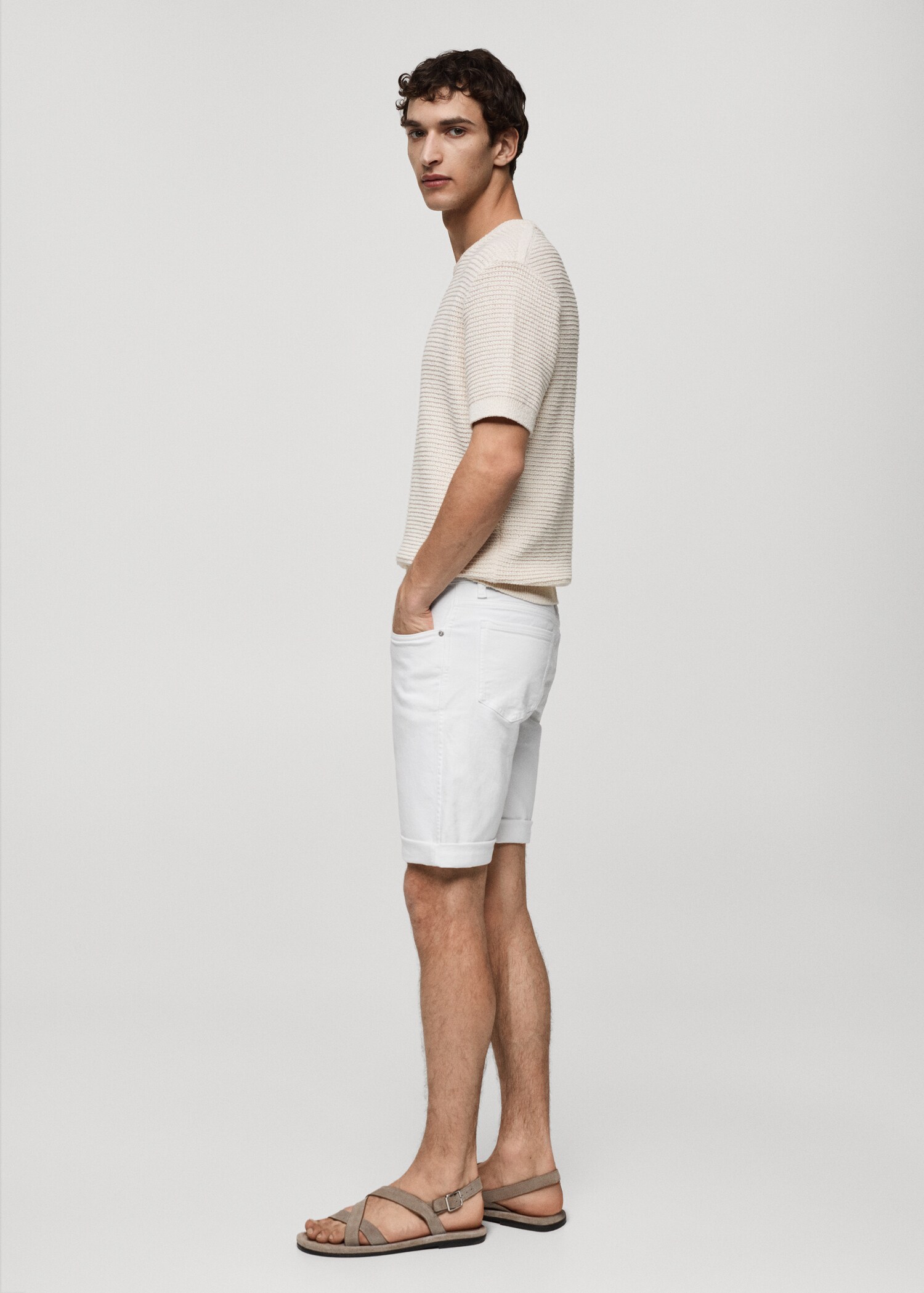 Slim-fit denim bermuda shorts - Details of the article 2