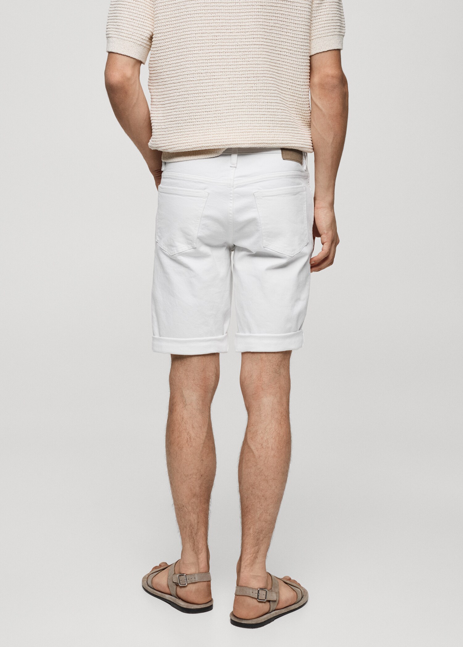 Slim-fit denim bermuda shorts - Reverse of the article