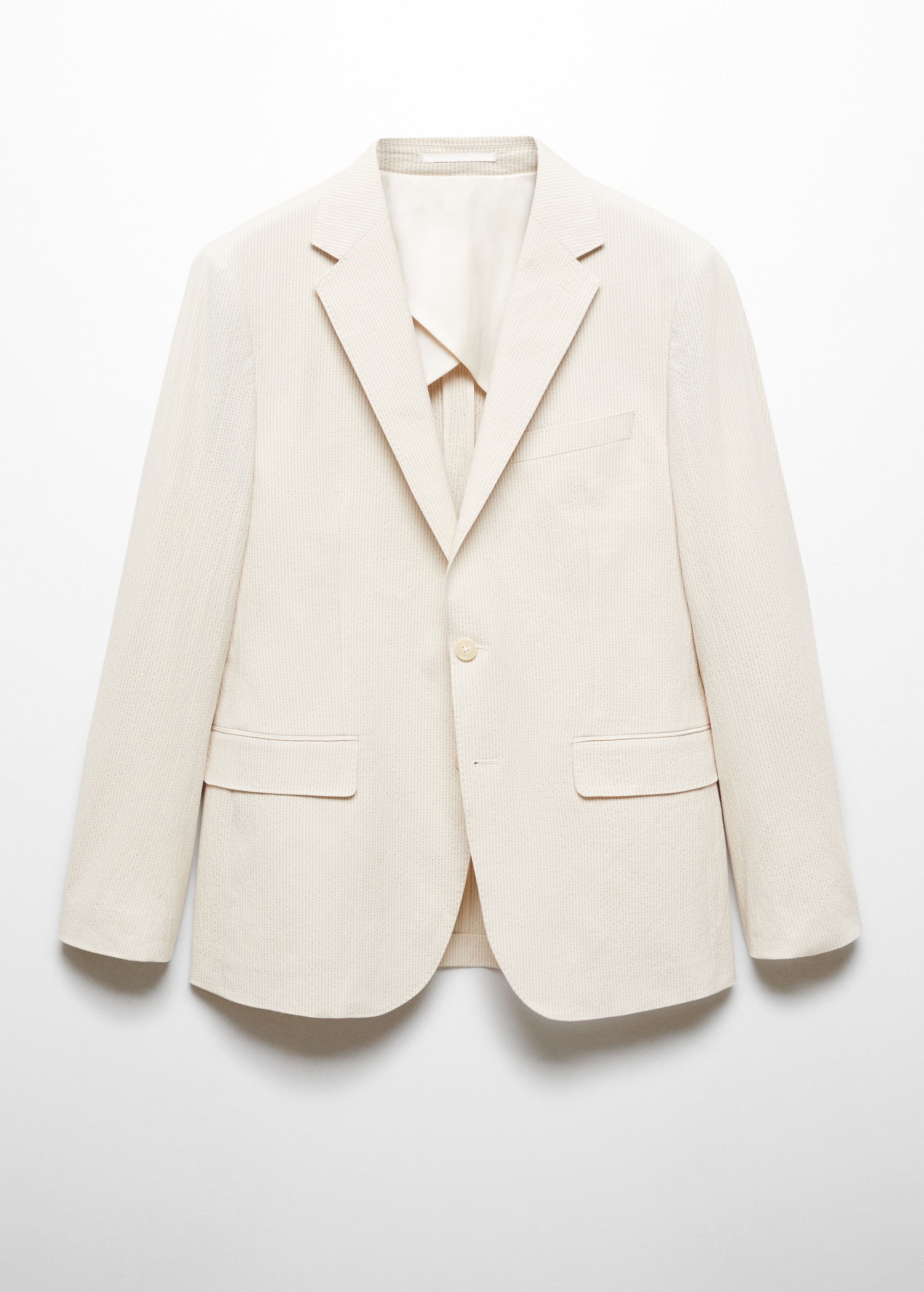 Striped seersucker cotton slim-fit suit jacket - Article without model