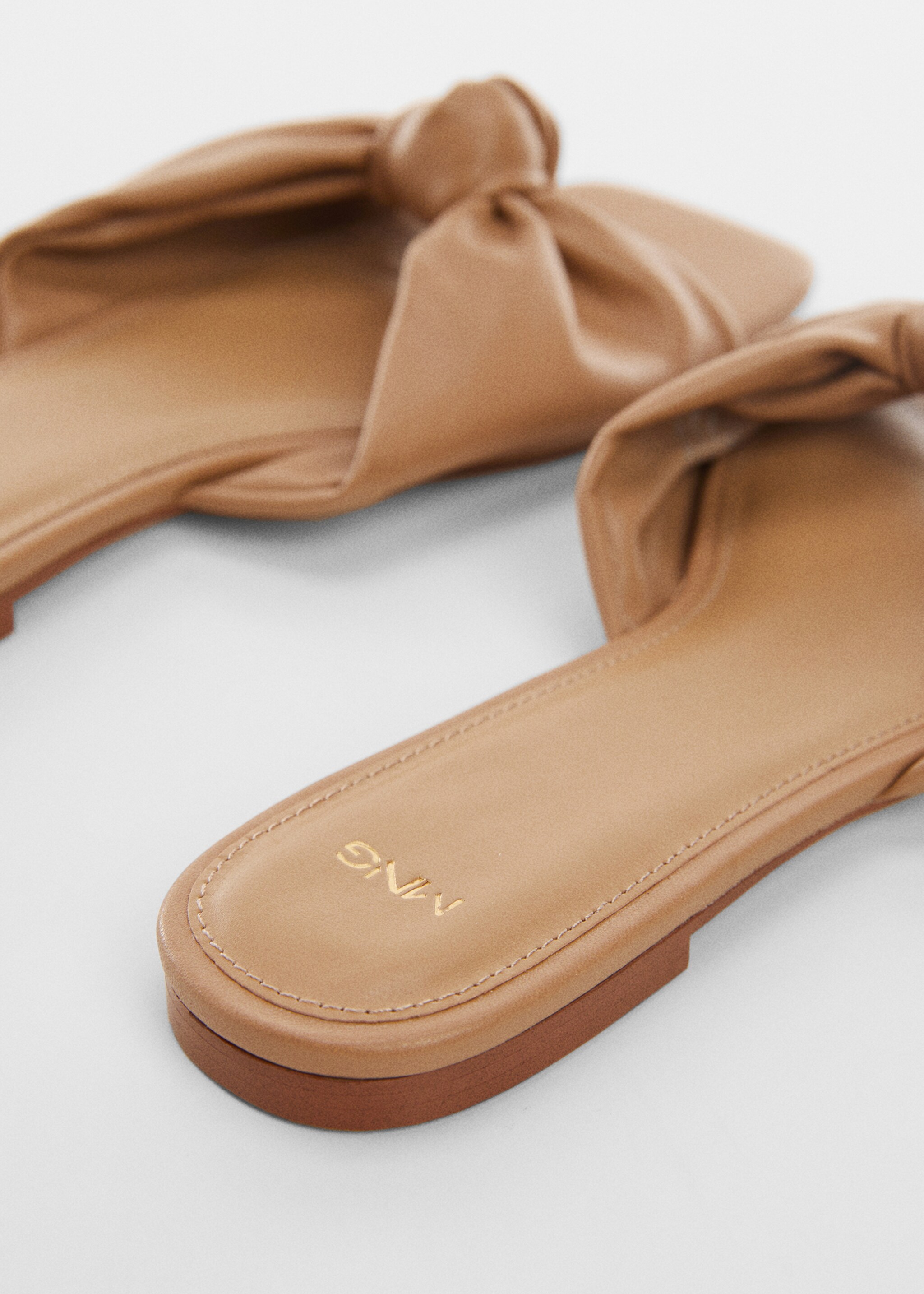 Square-toe sandals with knot detail - Details of the article 1, Medium Brown. Ref: 67057700-00.