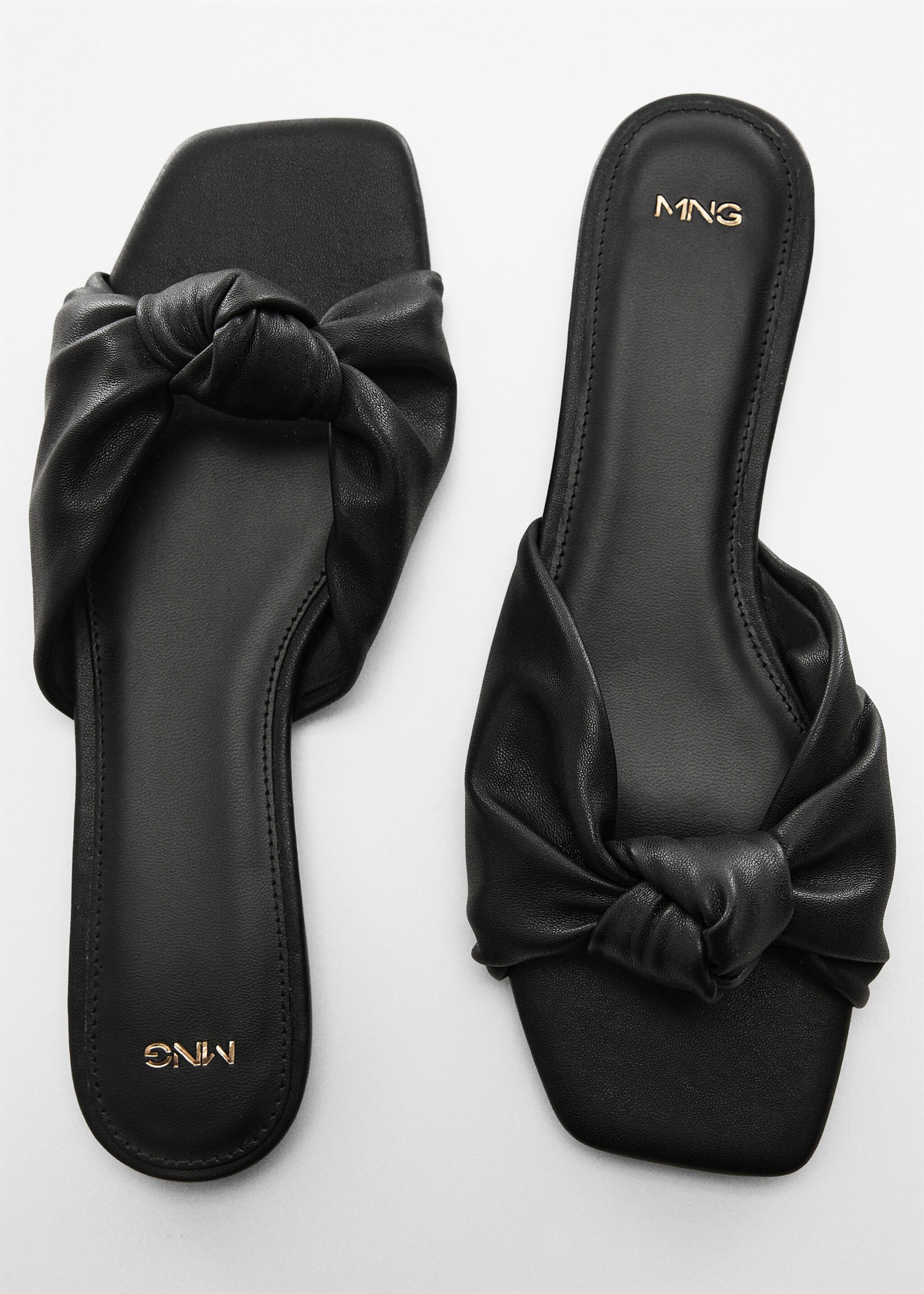 Square-toe sandals with knot detail - Details of the article 5, Black. Ref: 67057700-00.