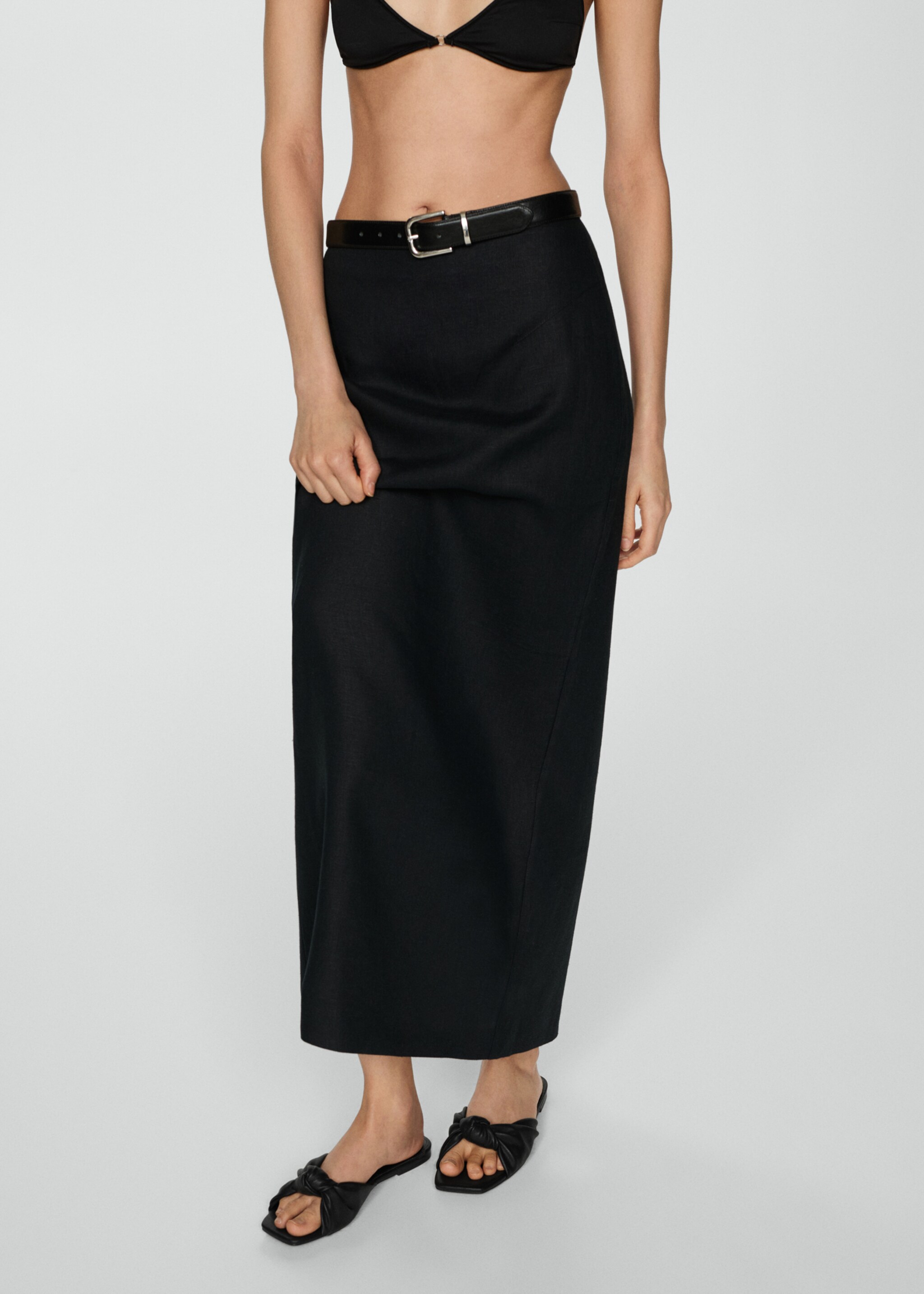 Square-toe sandals with knot detail - Details of the article 9, Black. Ref: 67057700-00.