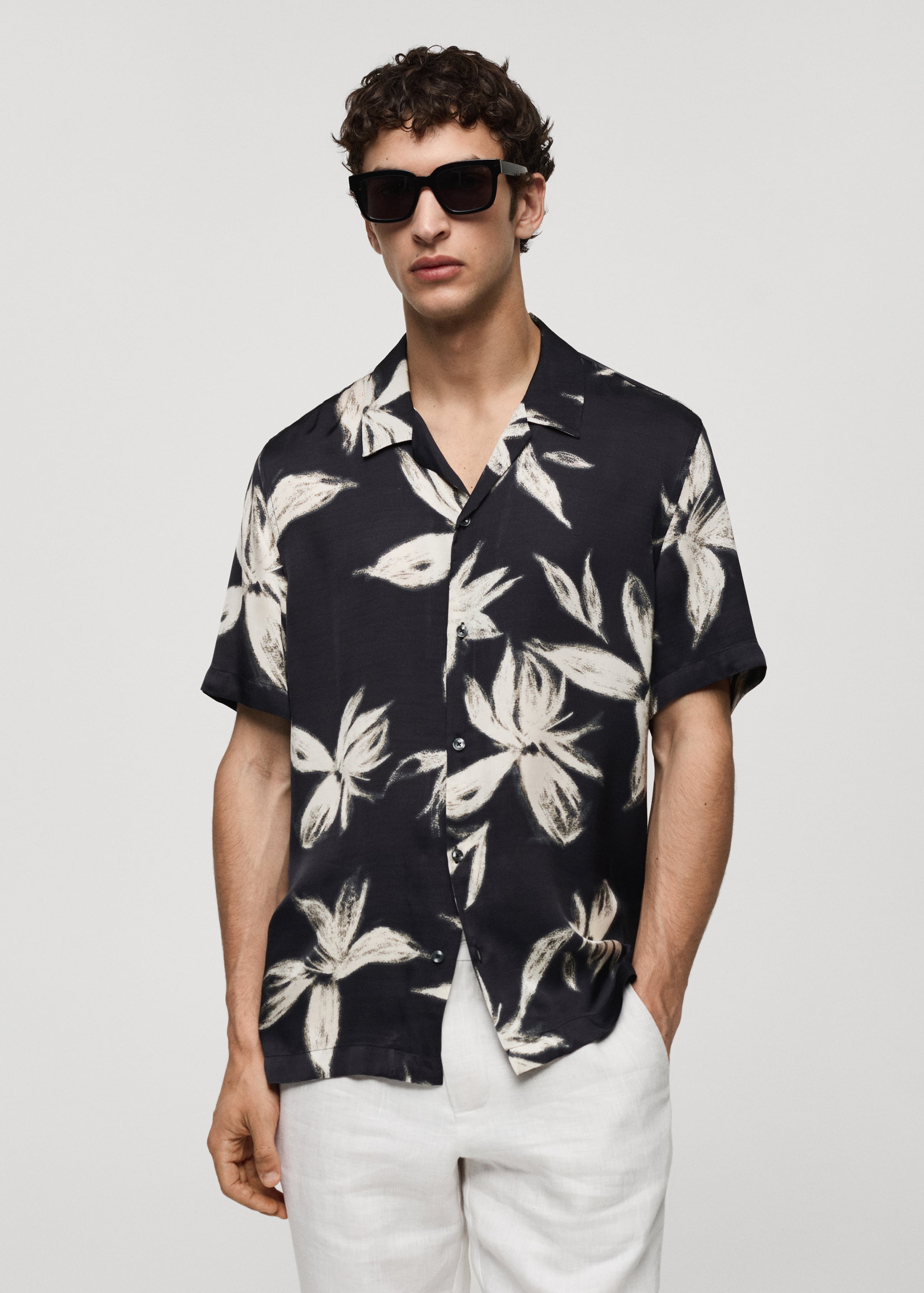 Regular-fit Hawaiian-print shirt - Medium plane