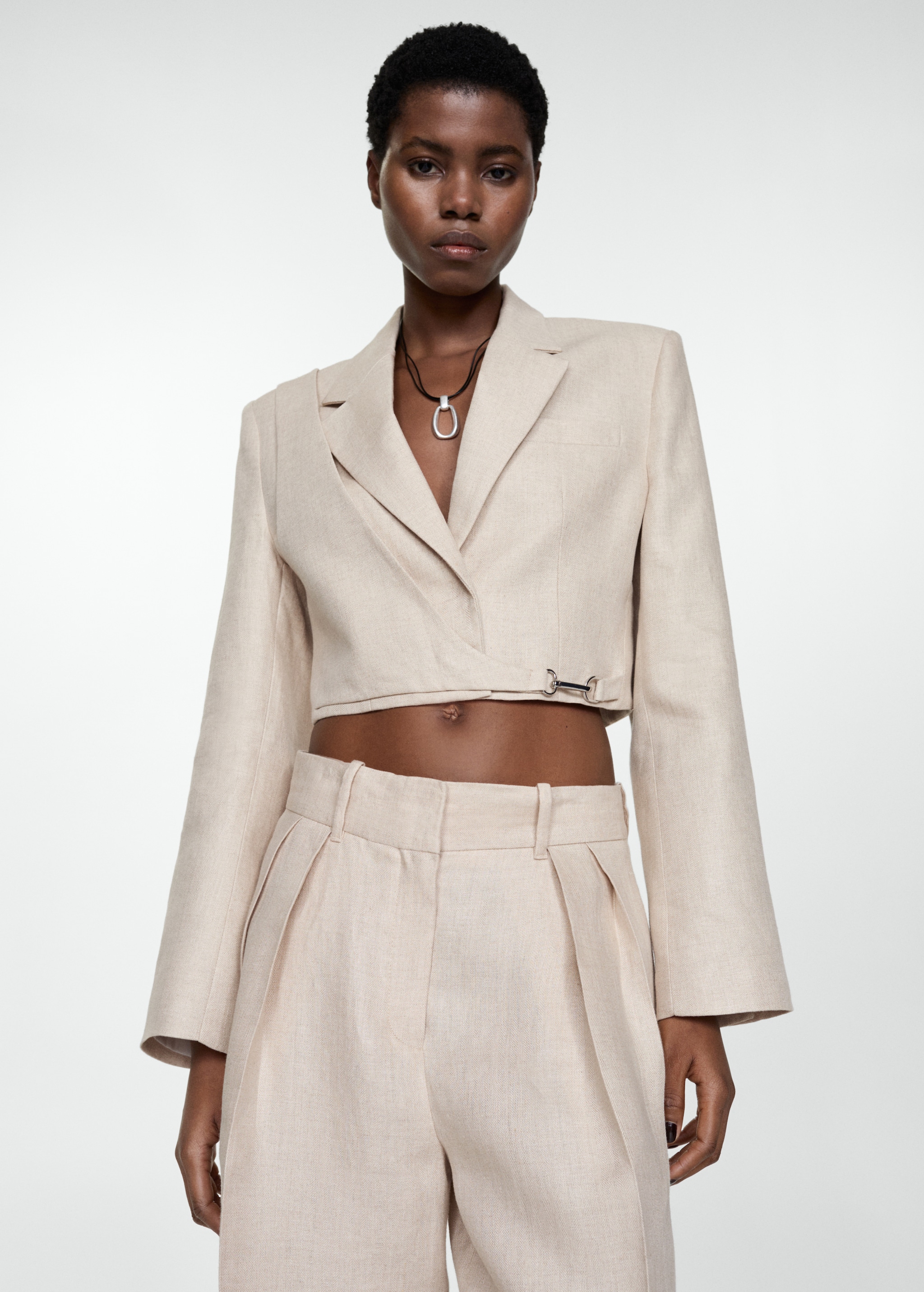 Cropped linen jacket - Main Image
