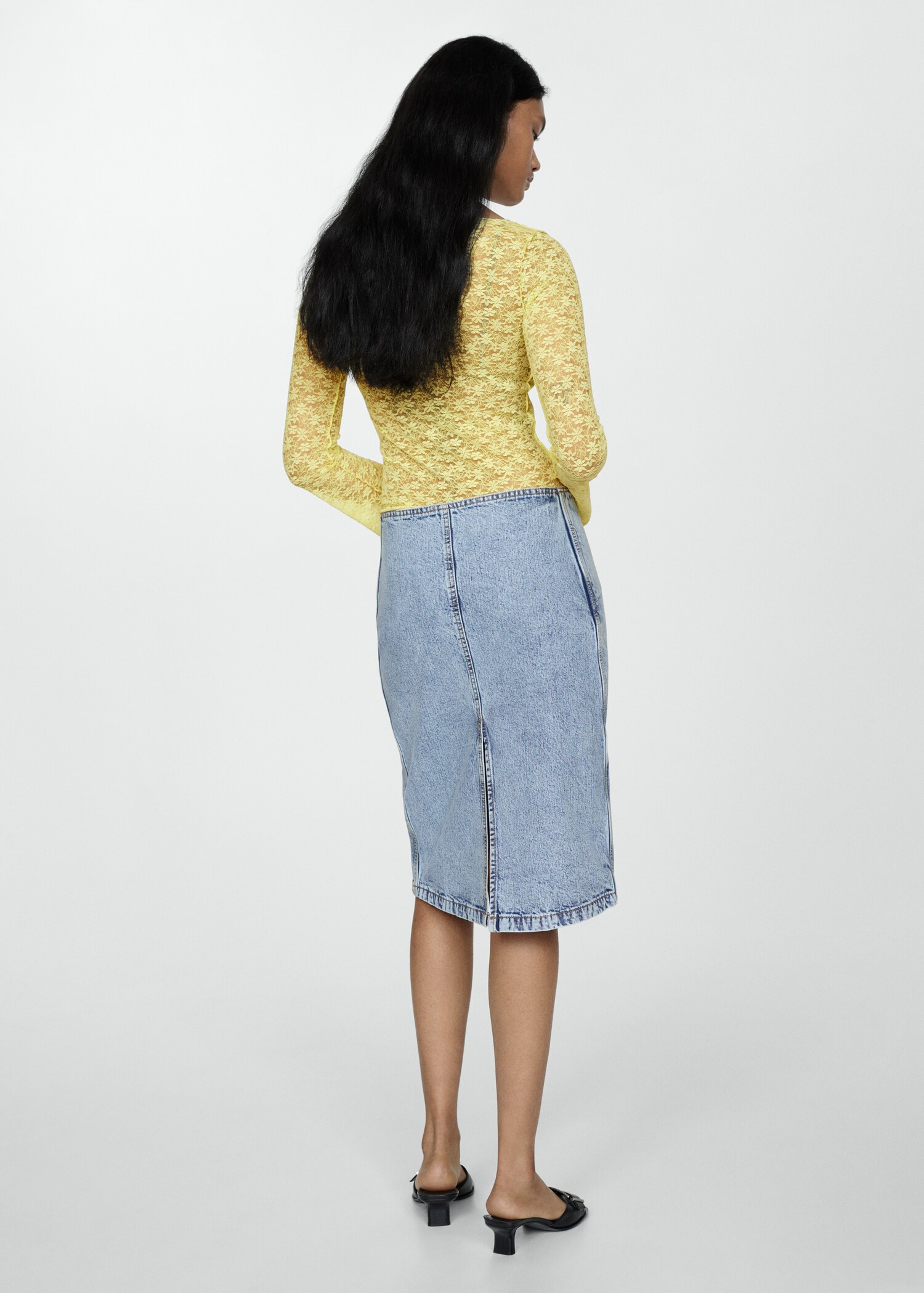 Jupe en jean midi ceinture - Verso de l’article