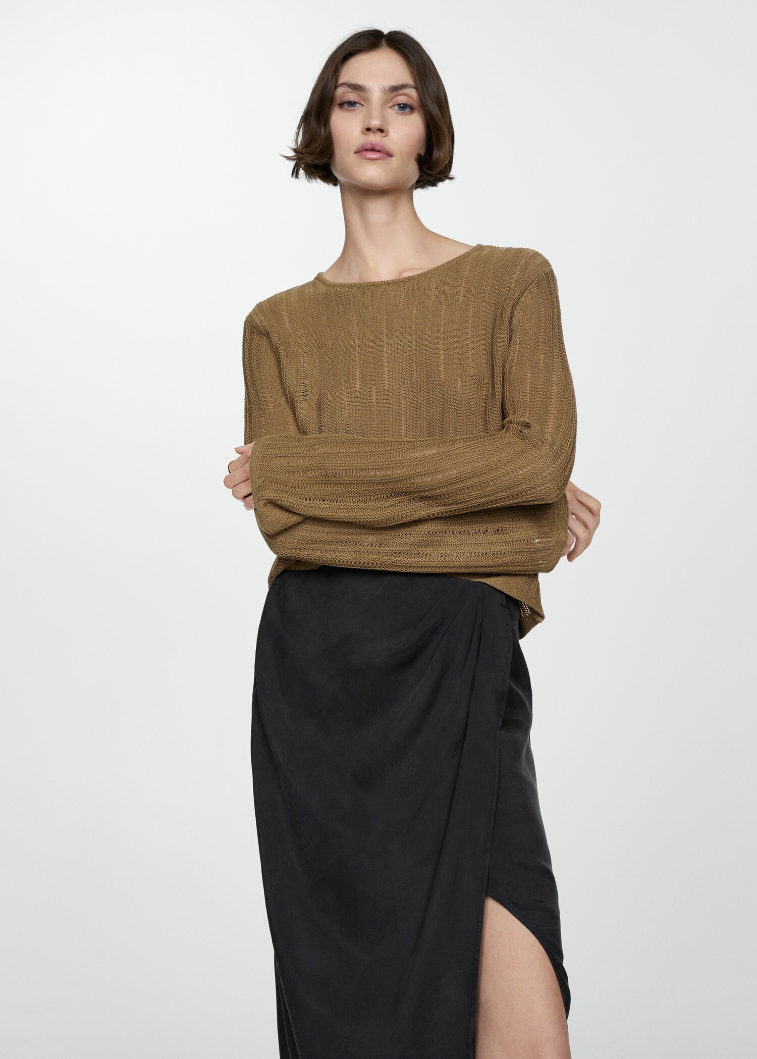 Lyocell skirt with slit - Details of the article 1