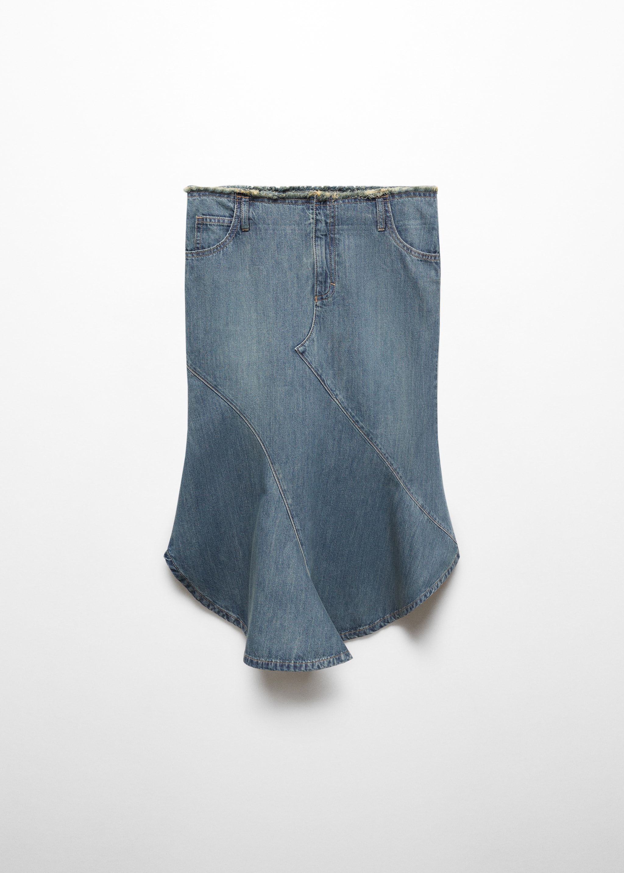 Asymmetrical frayed denim skirt - Article without model