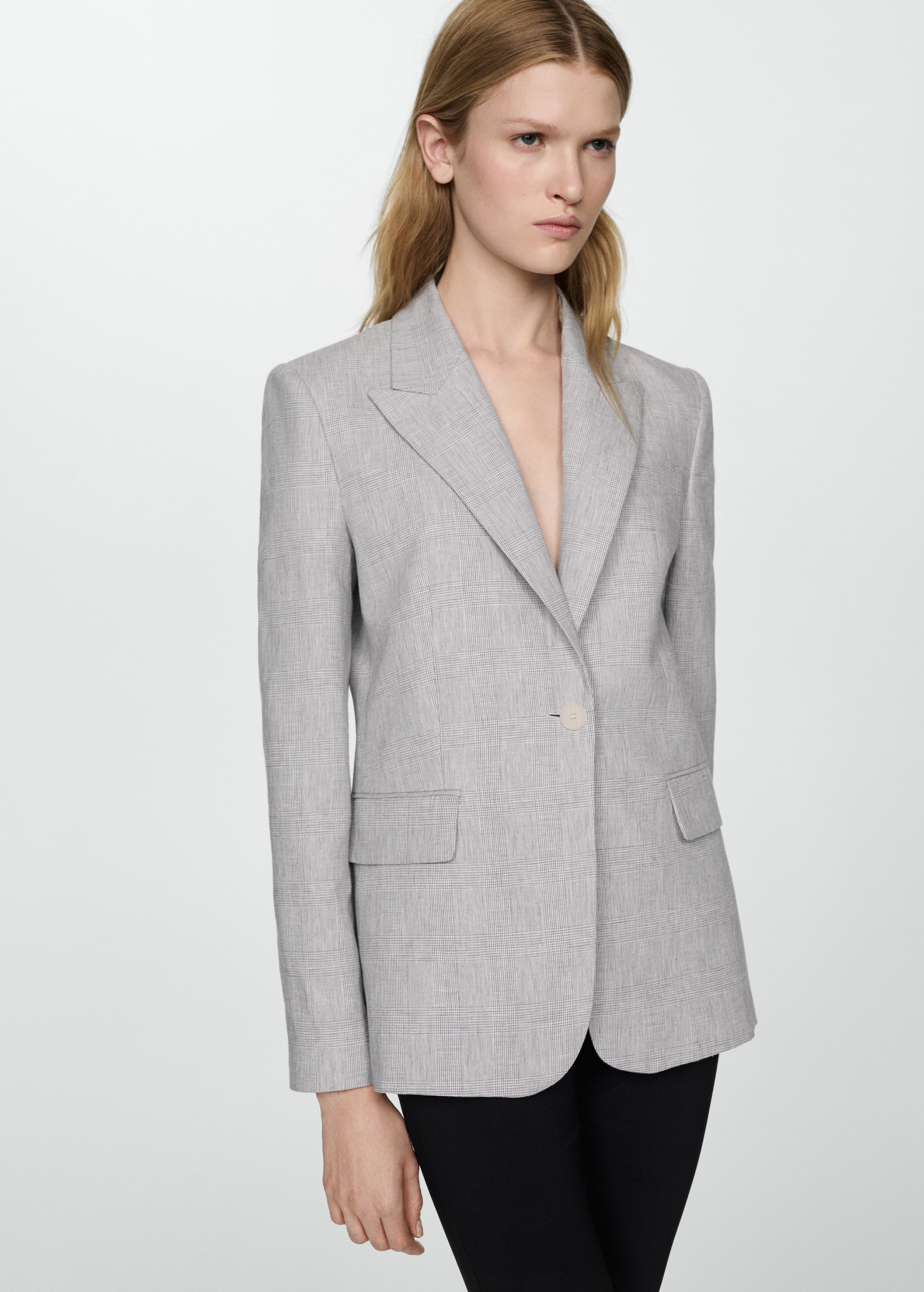 Houndstooth linen jacket - Main Image
