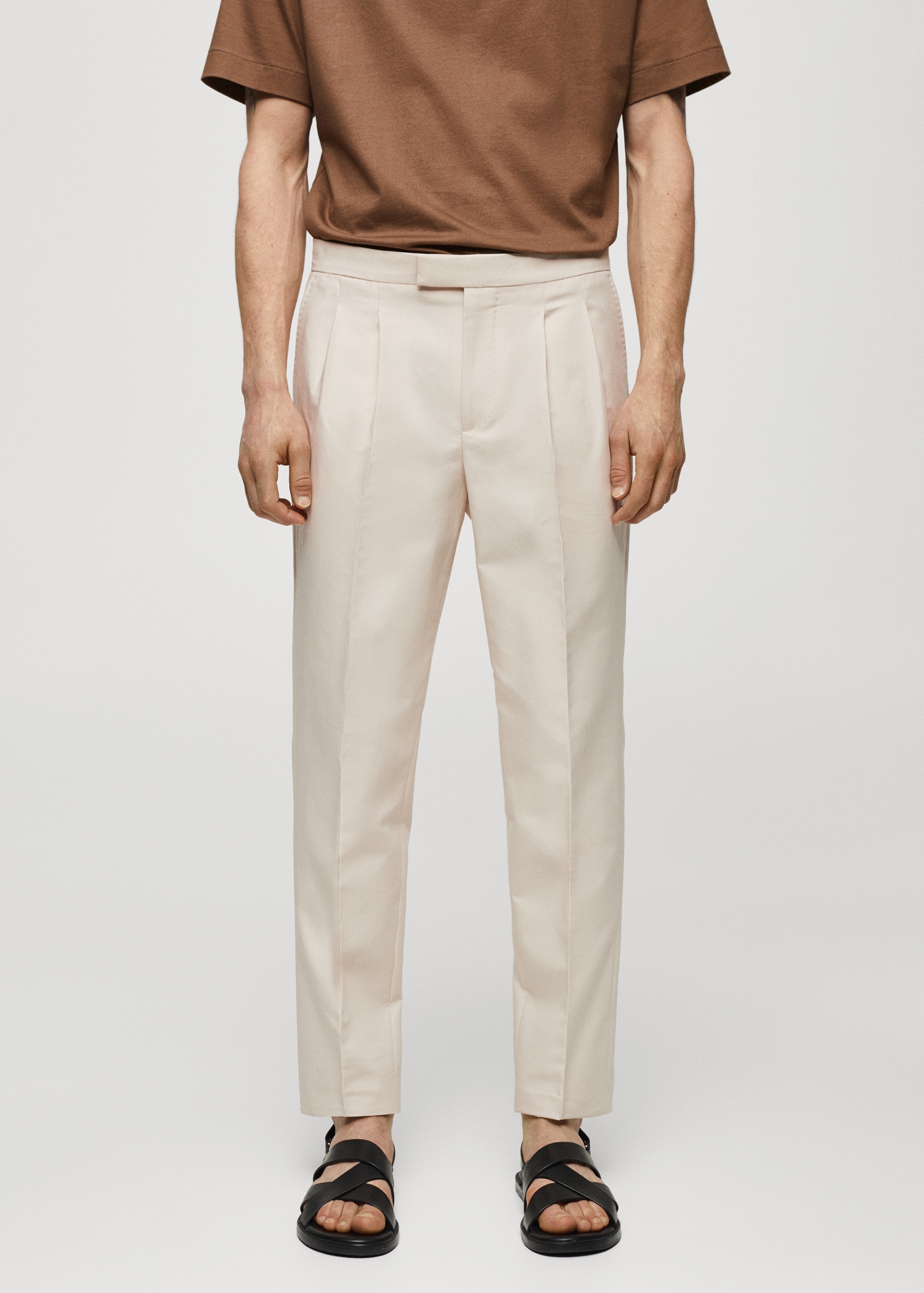 100% cotton slim-fit tailored suit trousers Men MANGO Niger