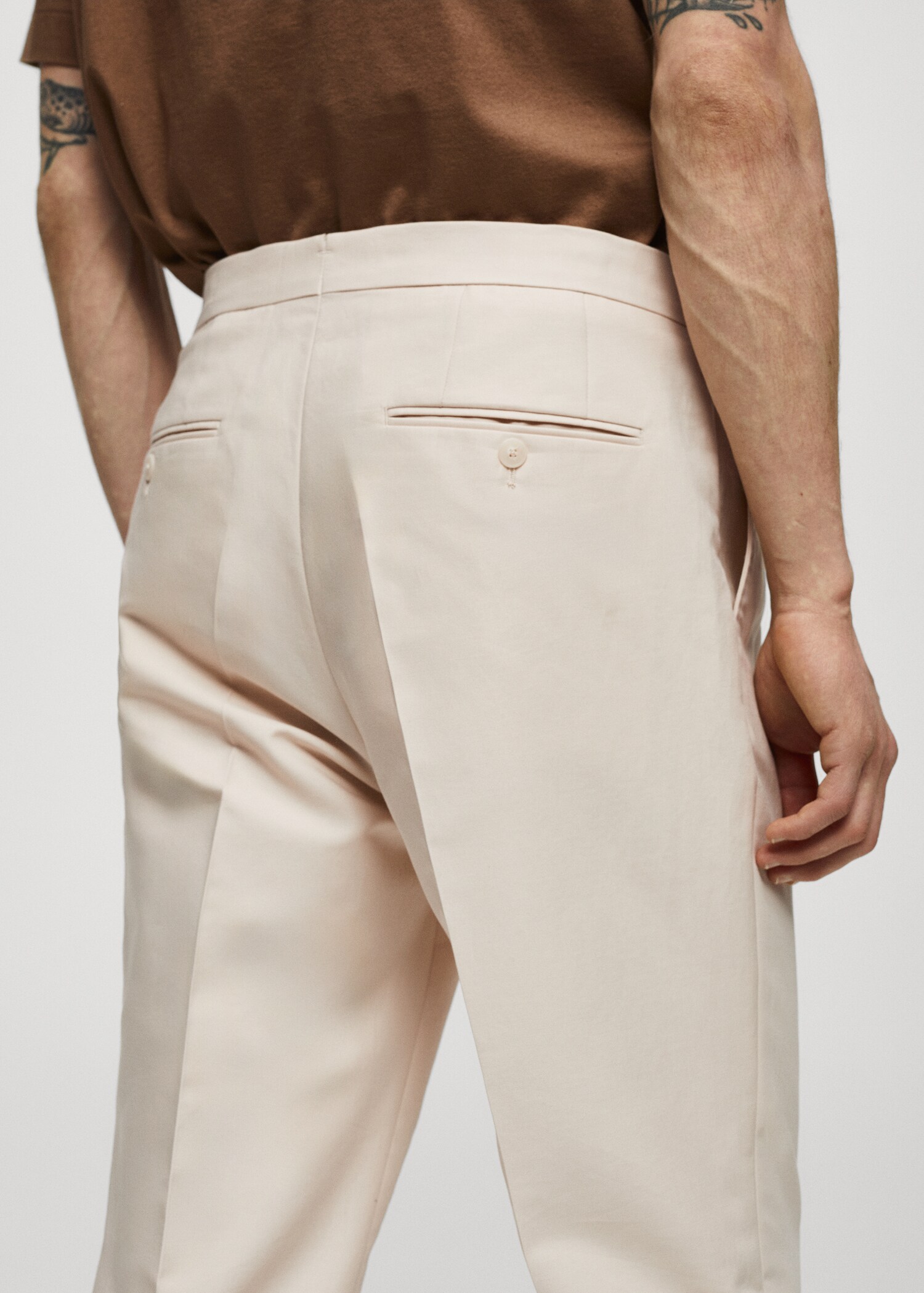 100% cotton slim-fit tailored suit trousers - Details of the article 4