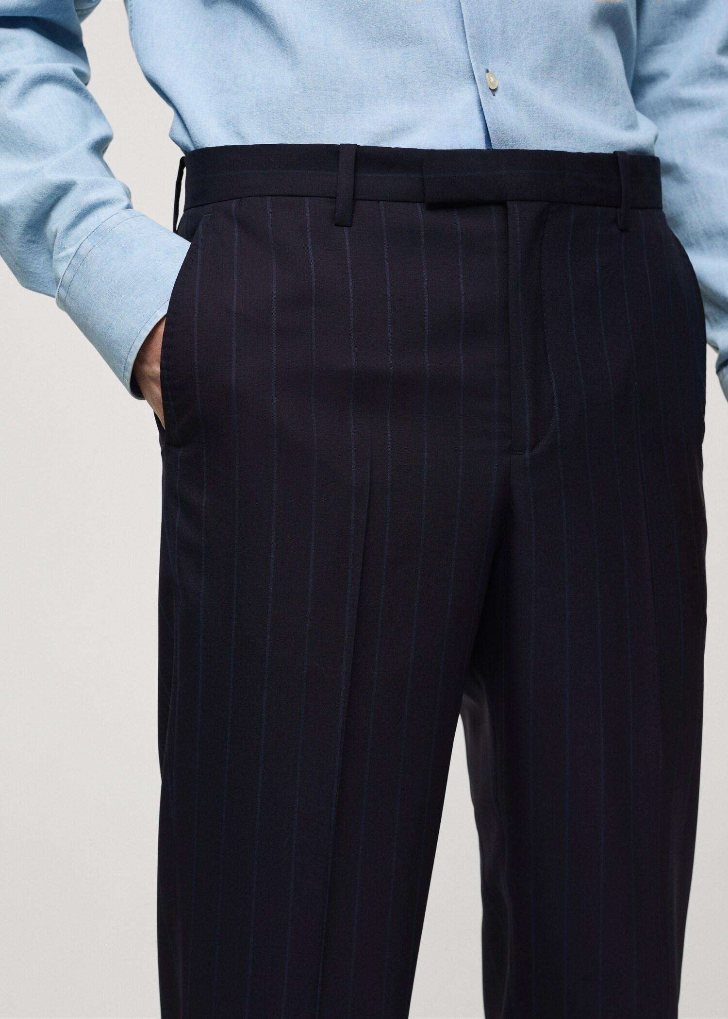 Pantalon costume laine vierge rayure tennis - Détail de l'article 1