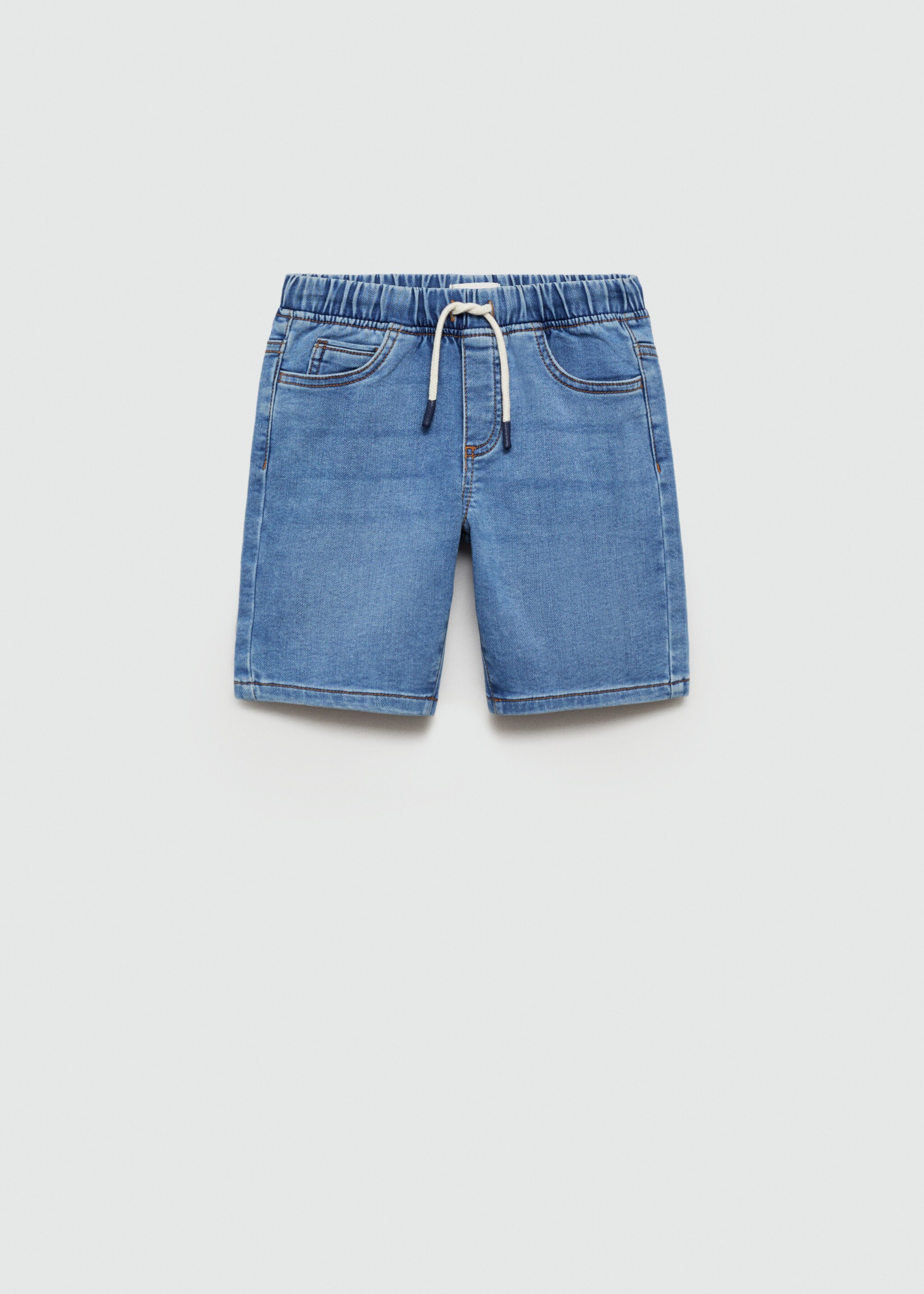 Bermuda denim taille élastique - Article sans modèle, Bleu moyen. Ref: 67058271-00.