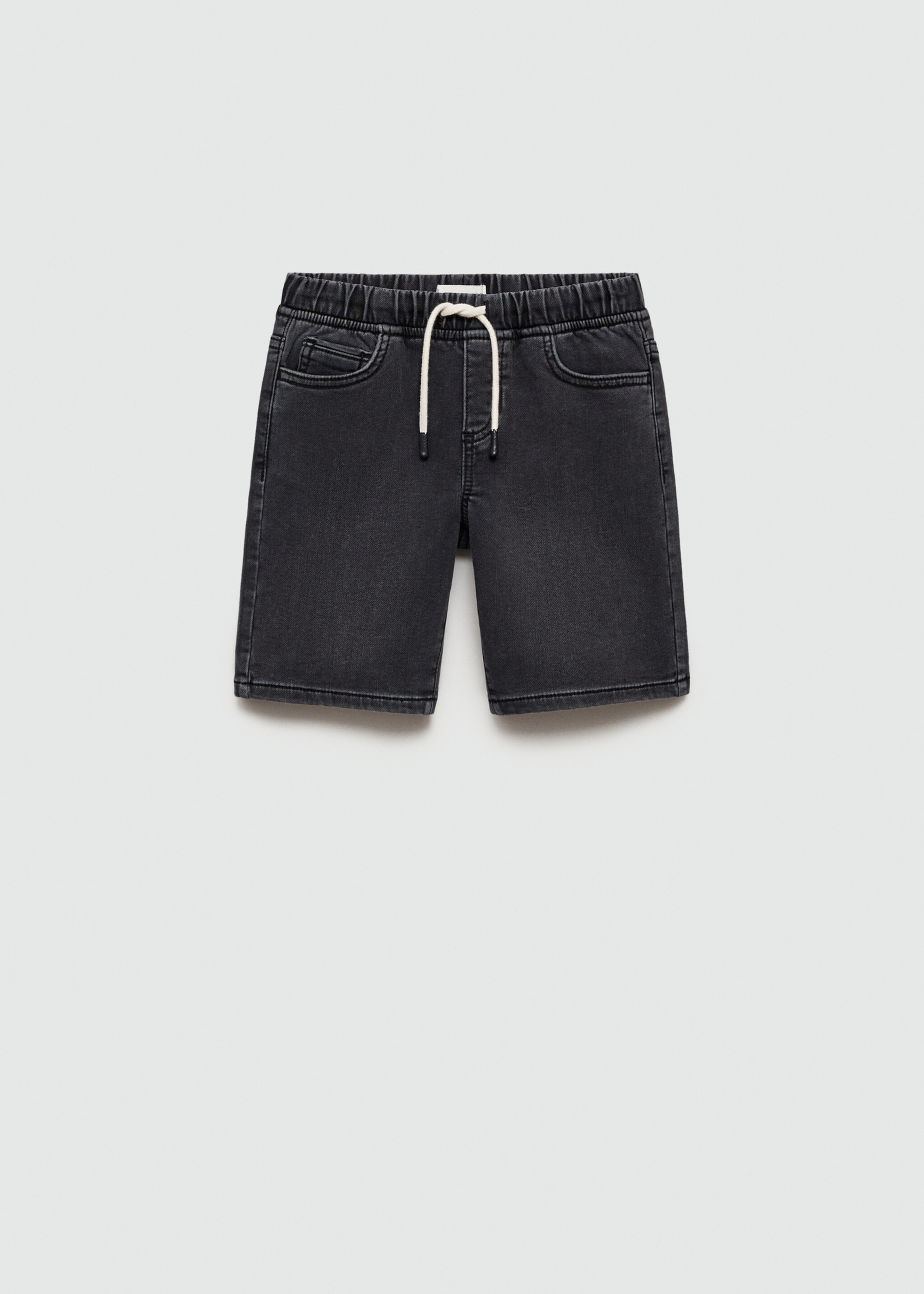 Elastic waist denim Bermuda shorts - Article without model, Black denim. Ref: 67058271-00.