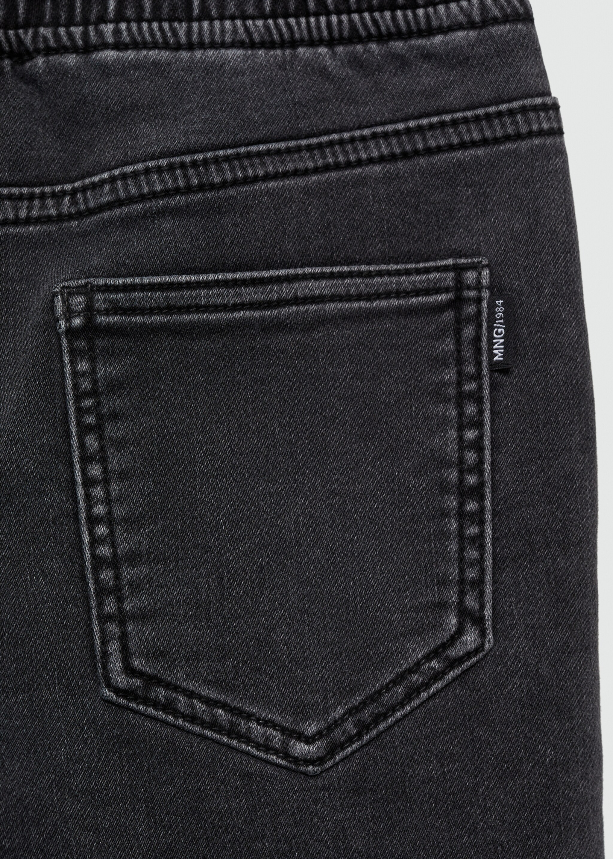 Elastic waist denim Bermuda shorts - Details of the article 0, Black denim. Ref: 67058271-00.