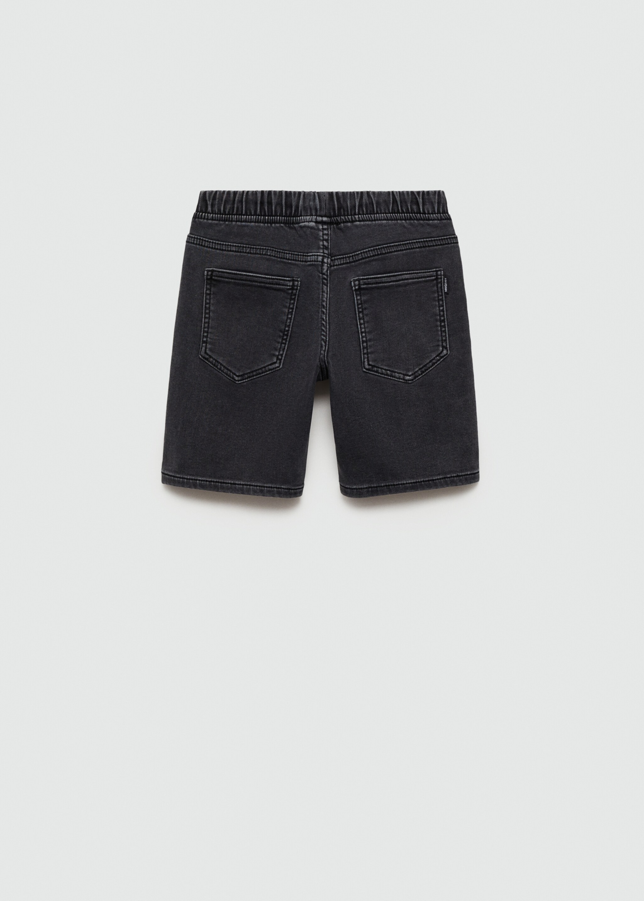 Elastic waist denim Bermuda shorts - Reverse of the article, Black denim. Ref: 67058271-00.