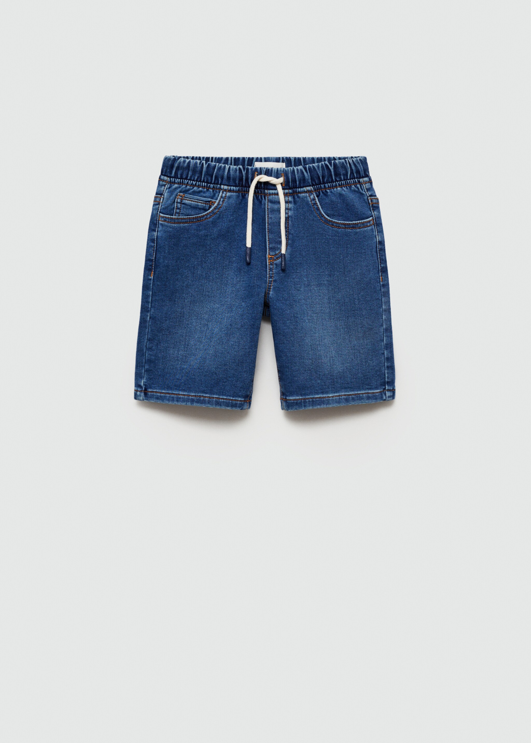 Bermuda denim taille élastique - Article sans modèle, Bleu foncé. Ref: 67058271-00.